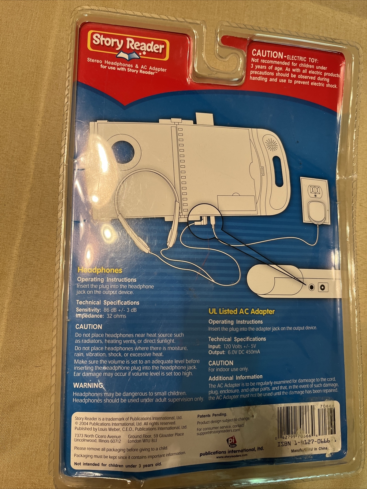 PI Kids Story Reader Stereo Headphones & AC Adapter Combo Pack NEW