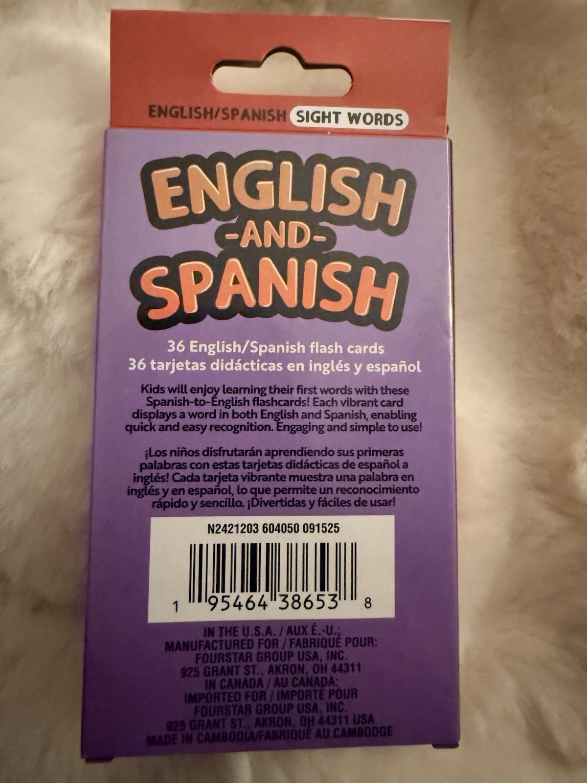 Fourstar Group USA English and Spanish Sight Words Flash Cards 36 Pack Ages 3+