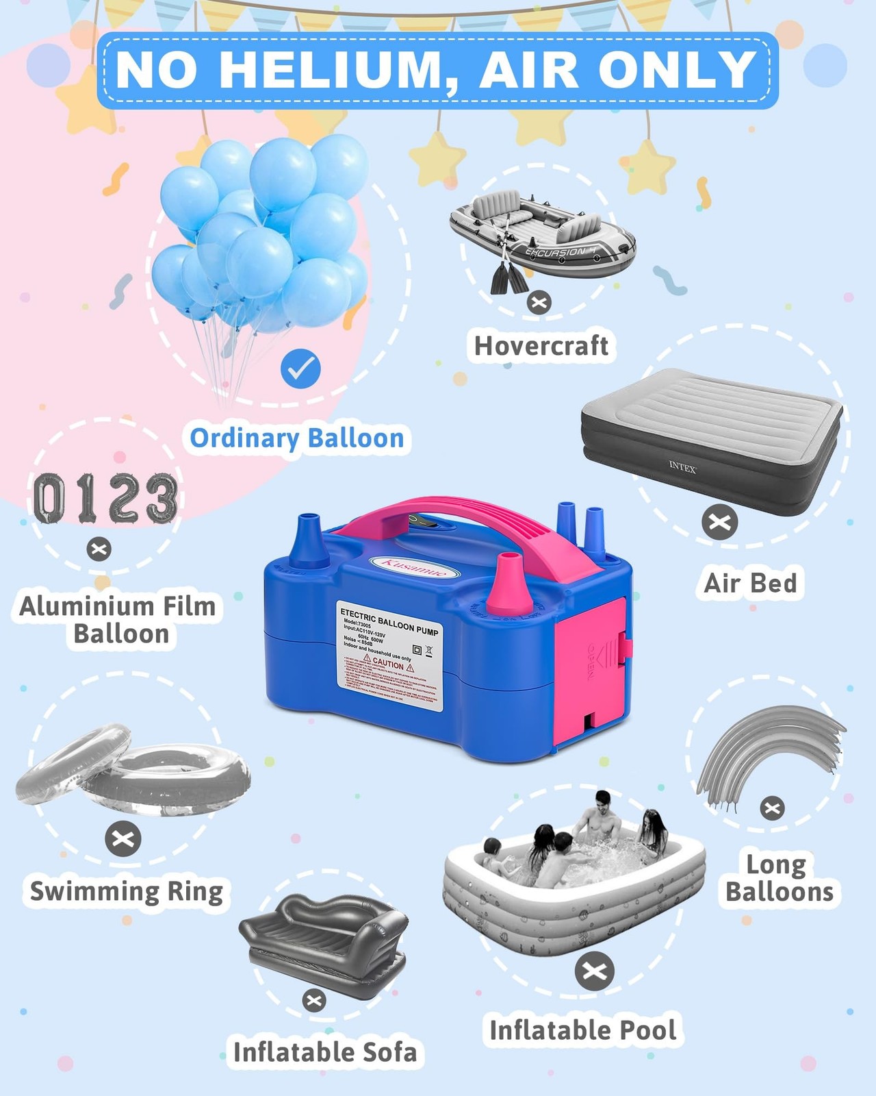 Electric Balloon Pump, Balloon Inflator Machine for Balloons at Home, Portabl…