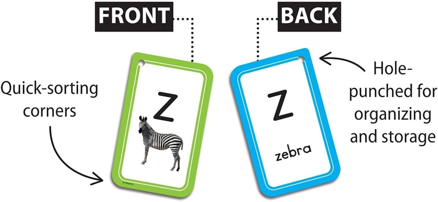 Durable Alphabet Flash Cards – 56 Cards with Teaching Tips for Preschoolers