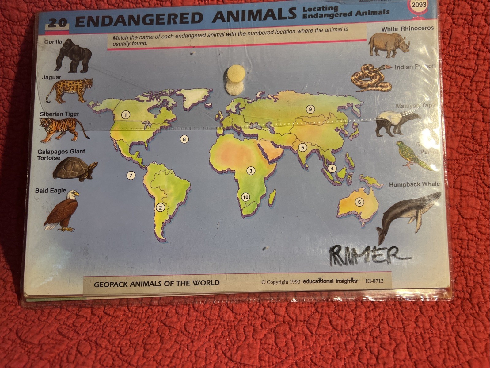 Vtg GeoSafari Animals of World Cards EI-8712 20 Lessons 10 Card Complete Age 8+