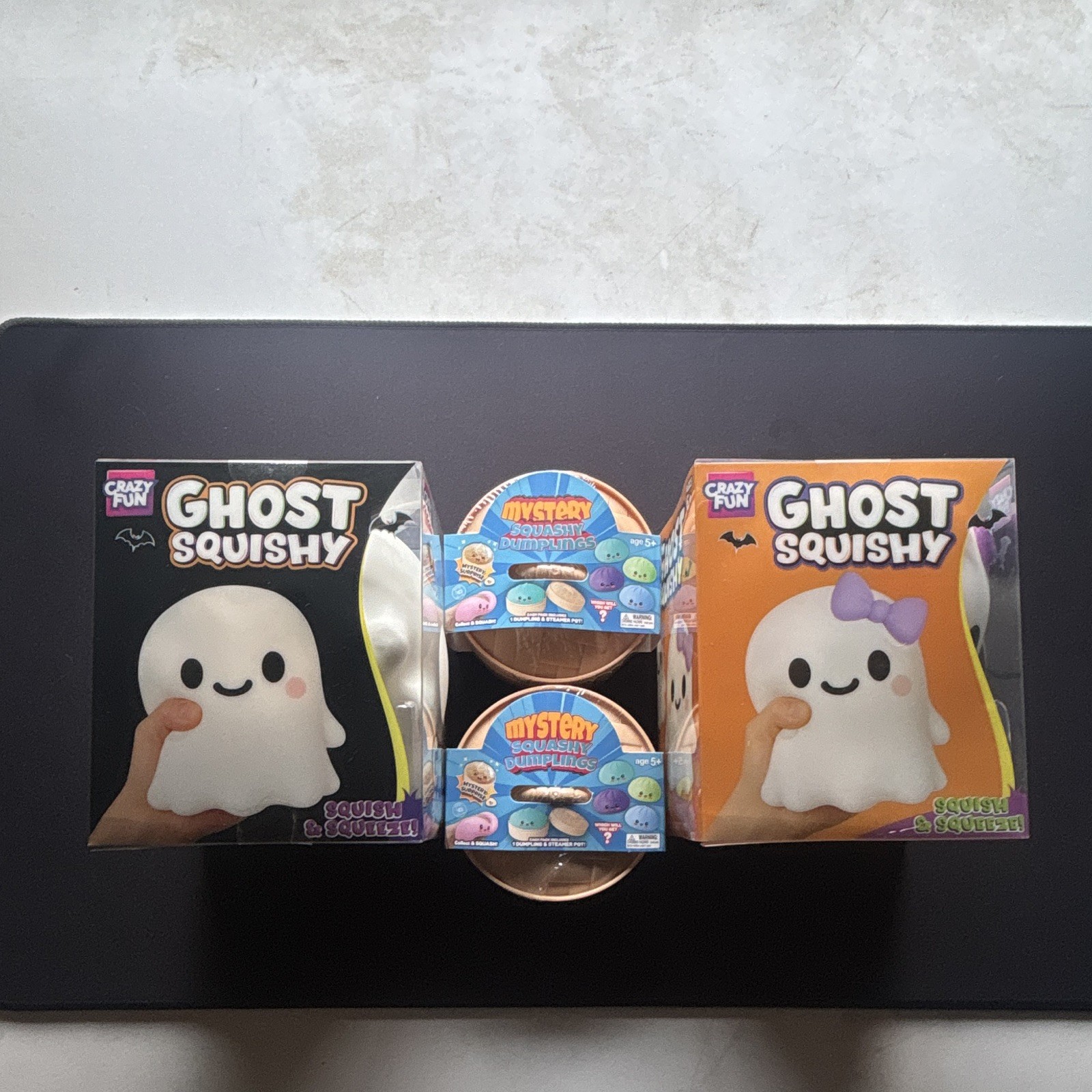 Crazy Fun Ghost Squishy Squeezable Toy (1boy/girl) & Mystery Squashy Dumplings