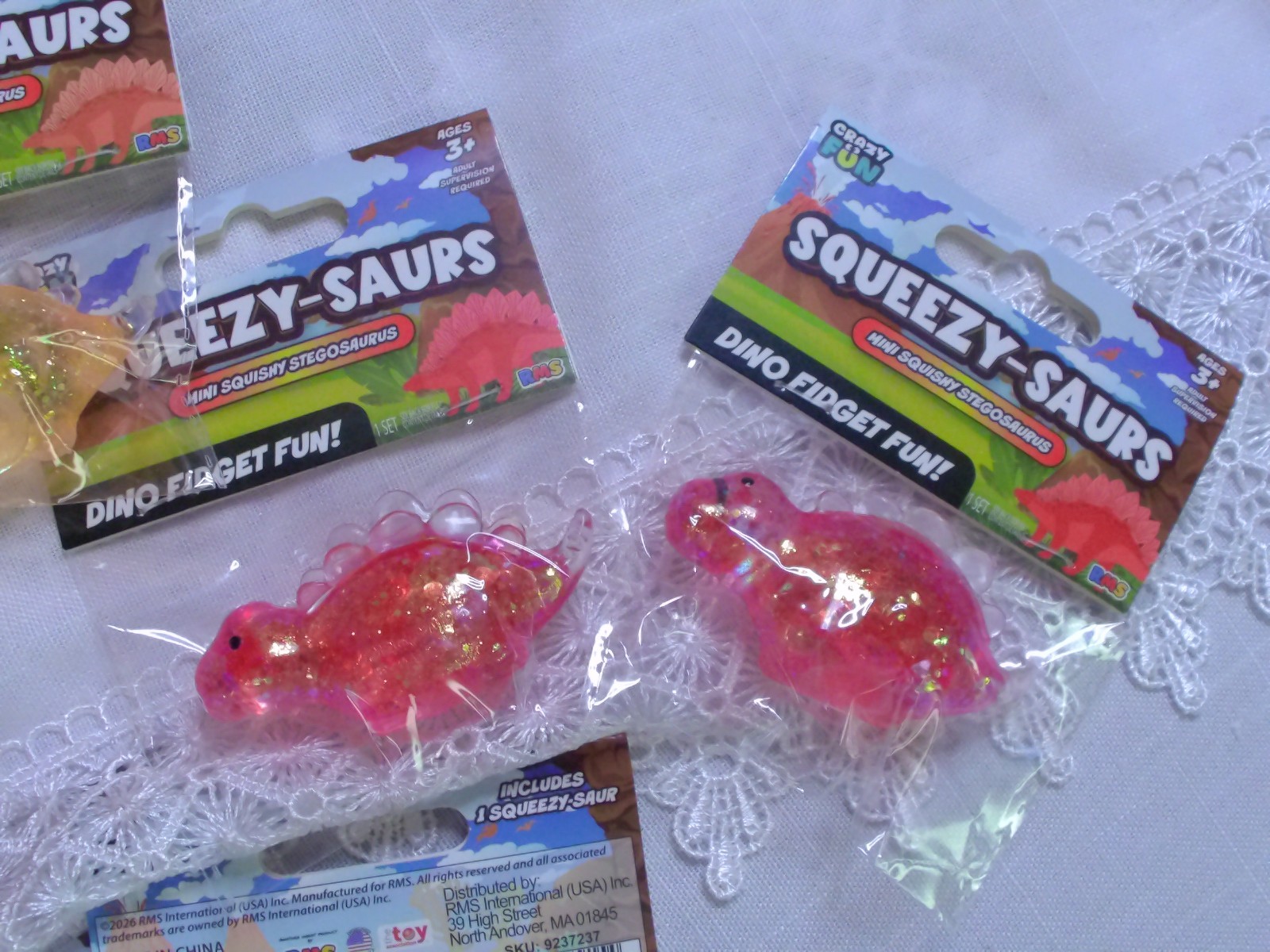 RMS CRAZY FUN Squeezy-Saurs MINI Squishy Dinosaurs LOT of 9 ~ Stress Relieving