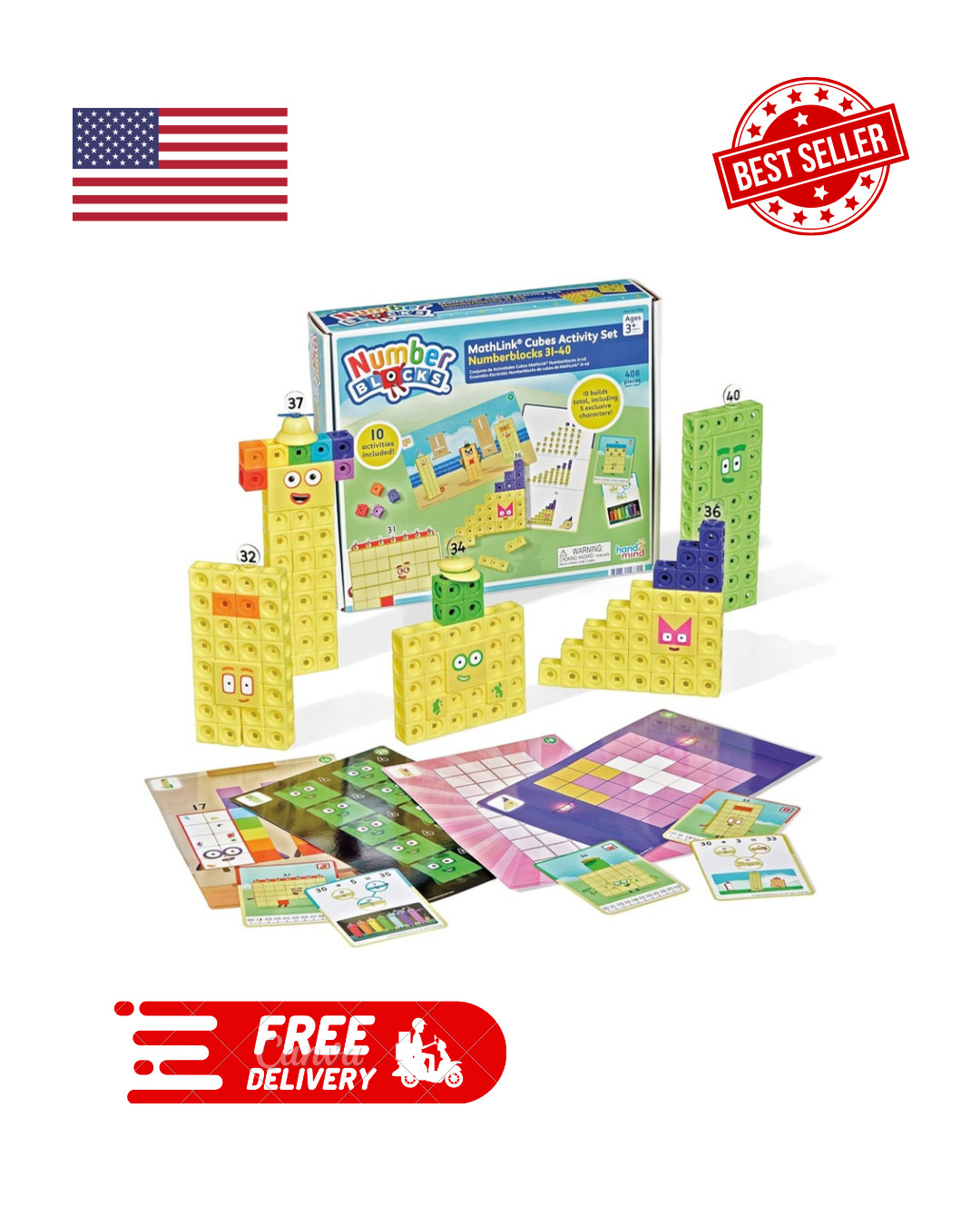 31-40 Mathlink Cubes Activity Set – Learn Numbers & Early Math Skills