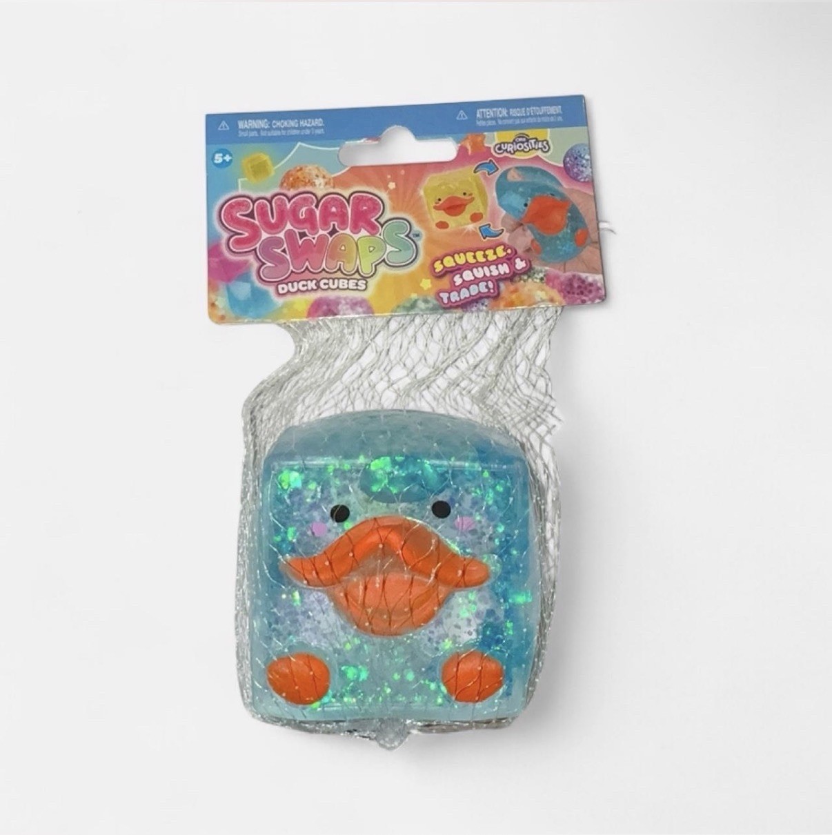 Orb Curiosities Sugar Swaps Blue Glitter Duck Cube Squishy