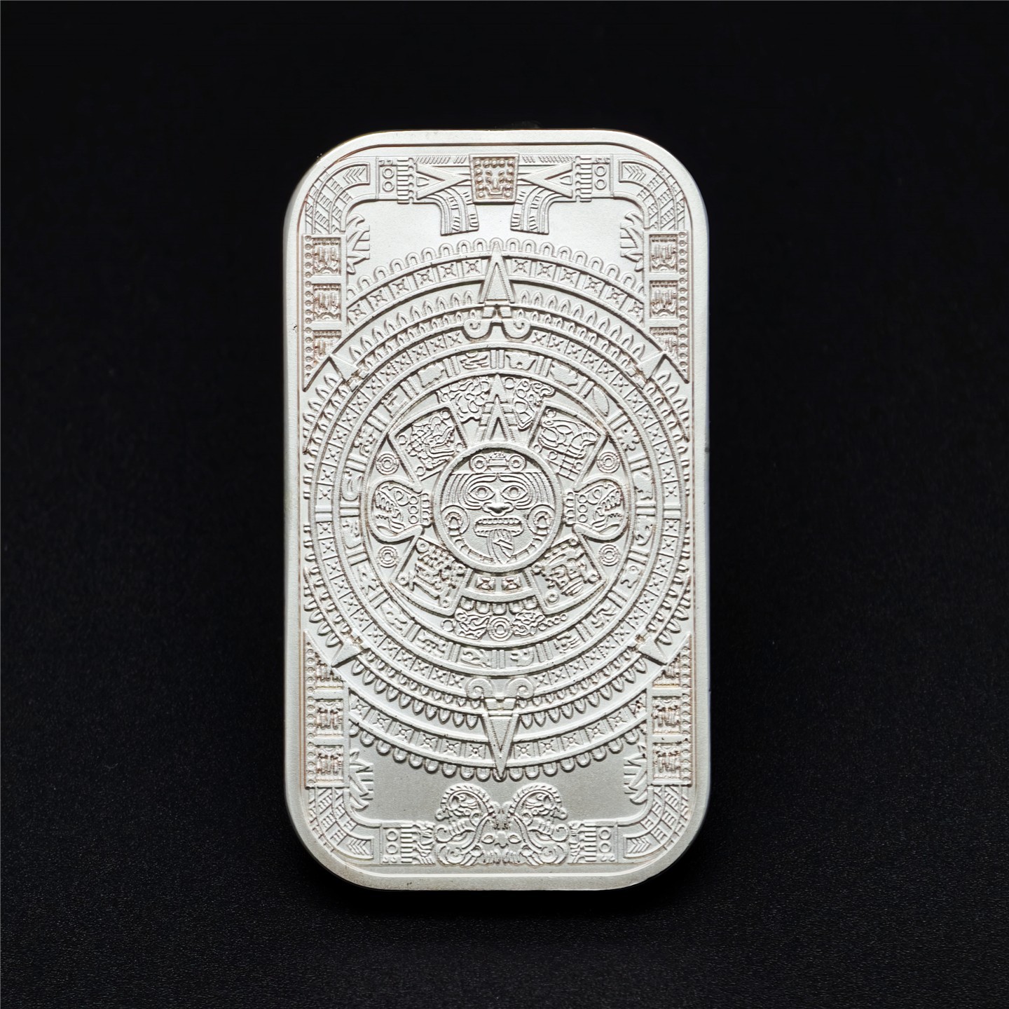 Aztec Calendar Silver Bar – 1 oz Silver – Mayan Tenochtitlan Mexico