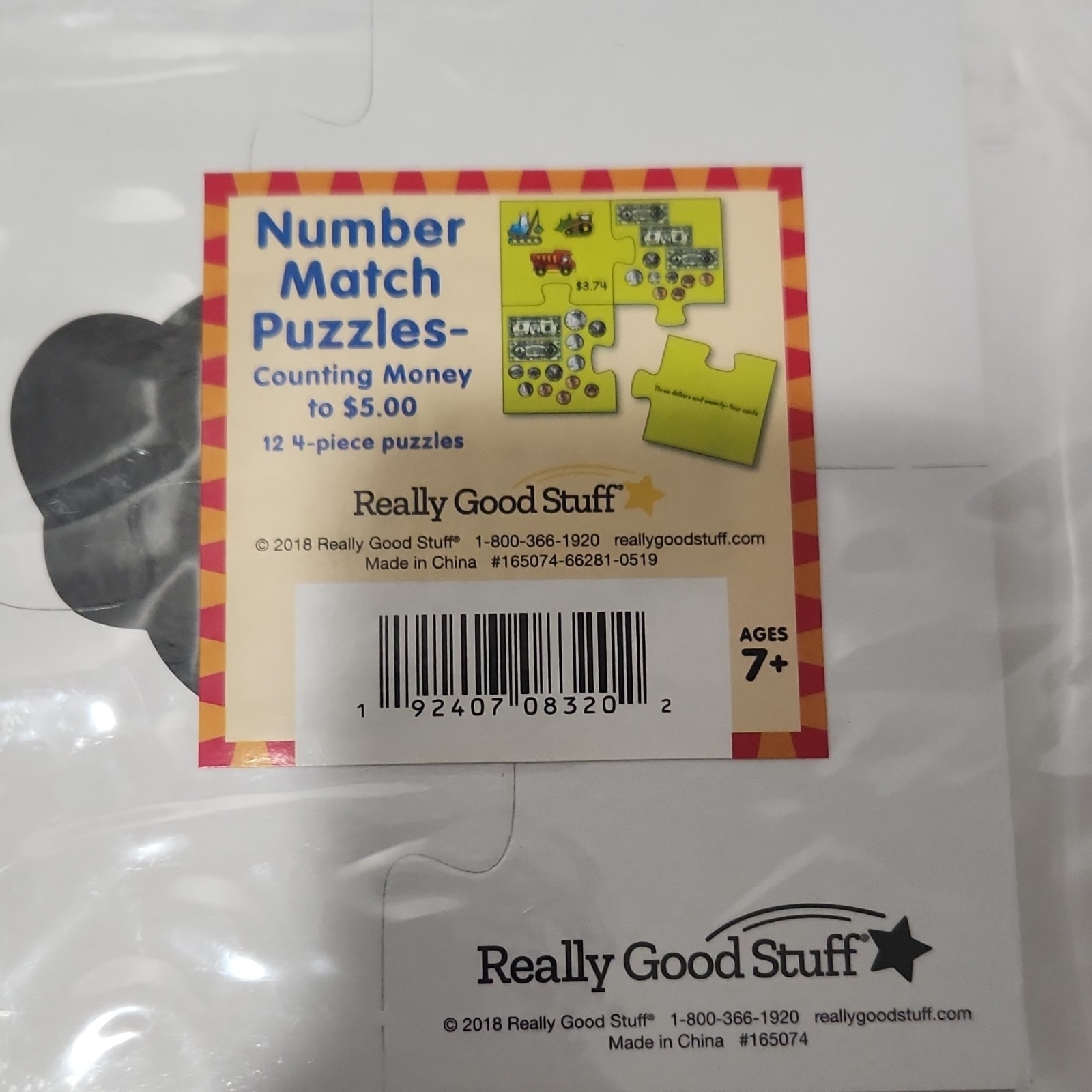 Really Good Stuff Find-a-Pair Number Match Money Puzzles Ages 6-7 165104 165074