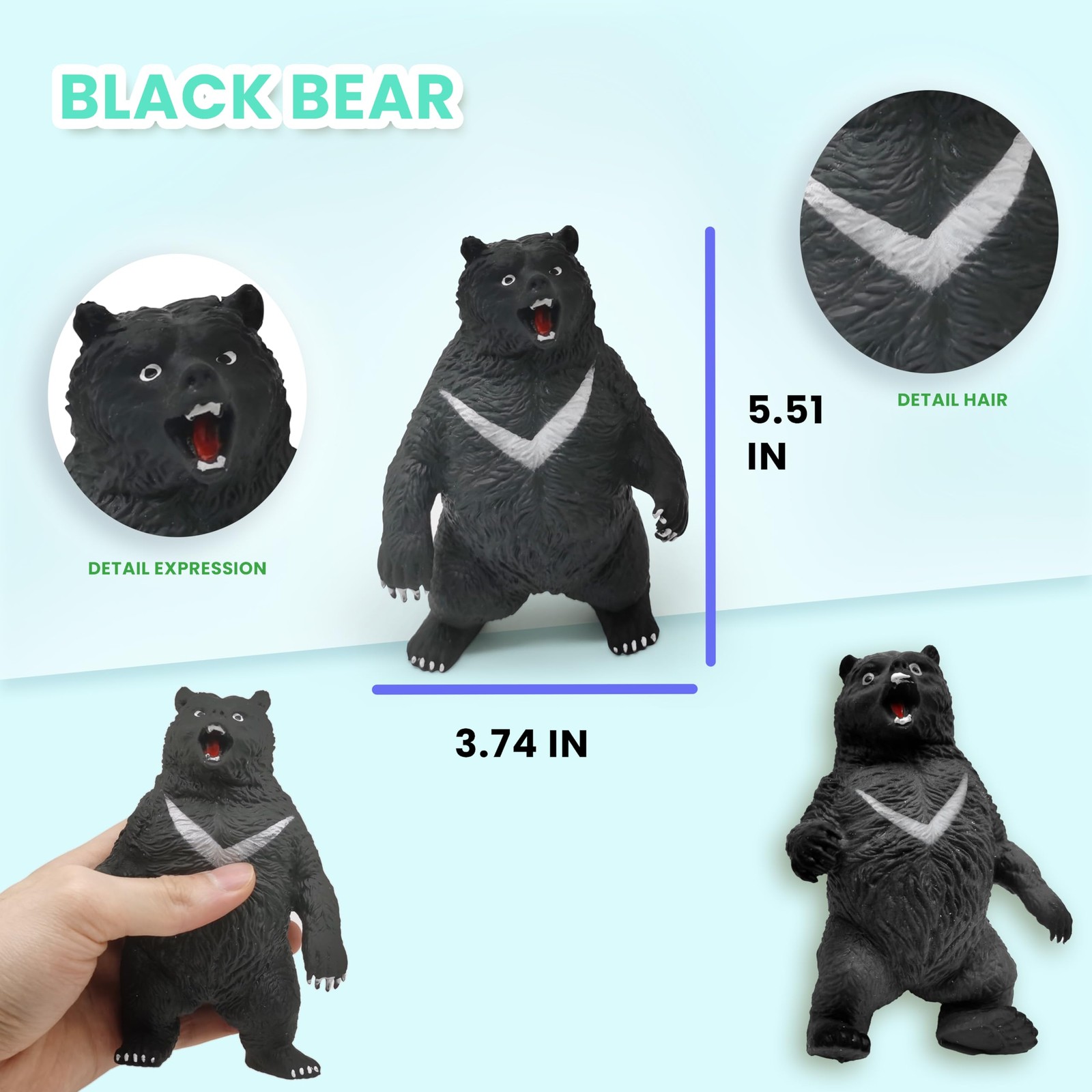 ZTATU Black Bear Stress Balls for Adults (1PCS) Squishy Toys Small to Medium