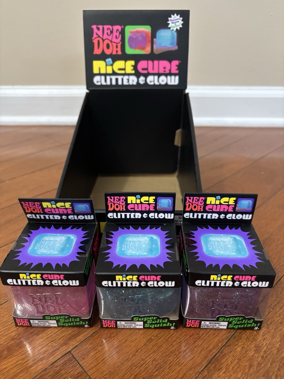 PINK NeeDoh Nice Cube Glitter & Glow, Nee Doh Squishy, Glowing Ice Cube Viral