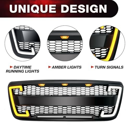 Front Bumper Grill Compatible with 2004 2005 2006 2007 2008 F150 W/DRL & Turn