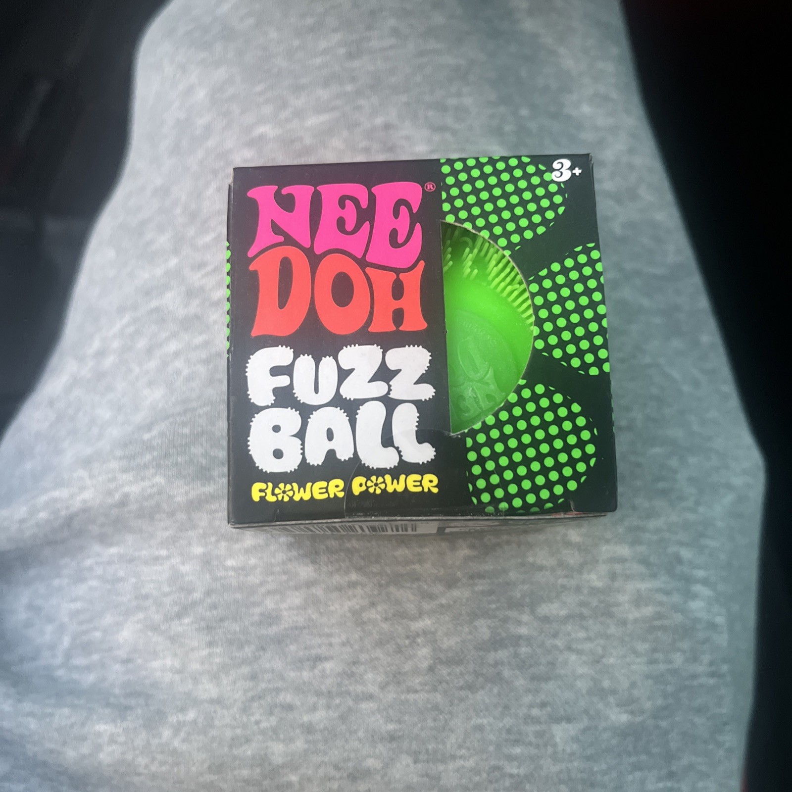 New NeeDoh Flower Power Series Fuzz Ball The Velvet Squeeze Green Stress Ball