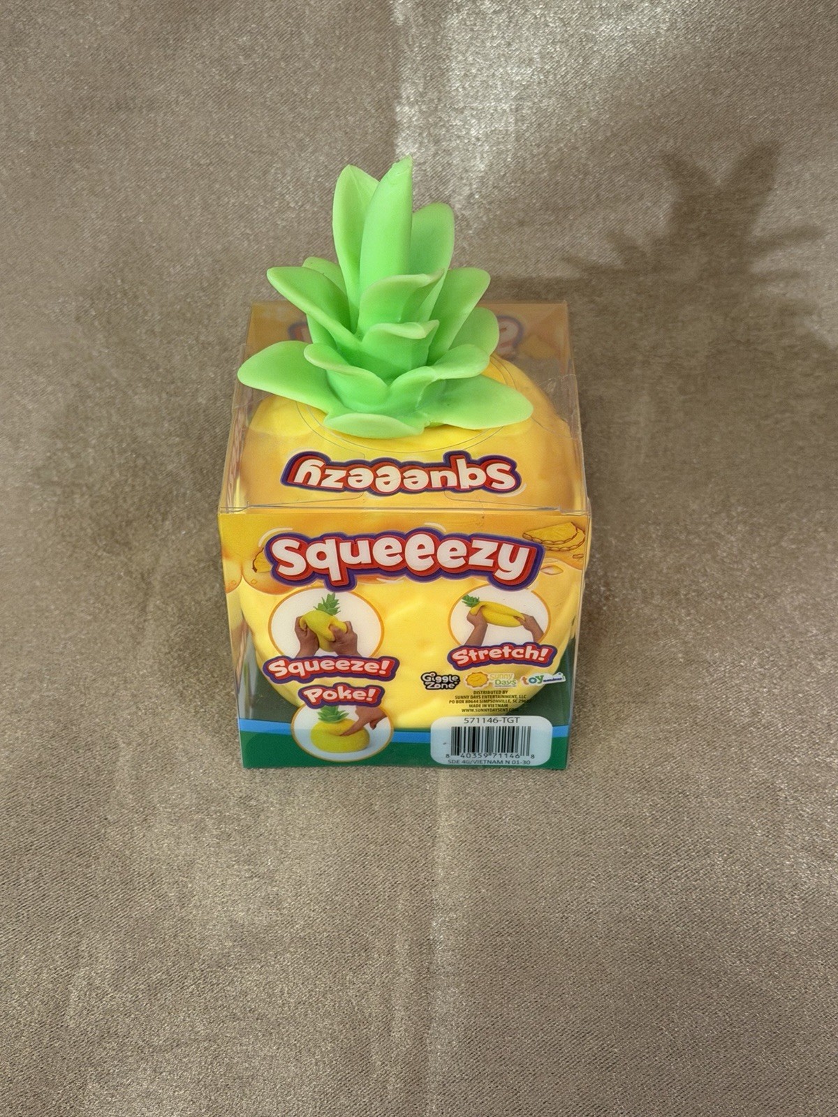 New And Sealed Sunny Days Squeeezy Pineapple Squeeze/Stretch/Fidget/Stress Toy