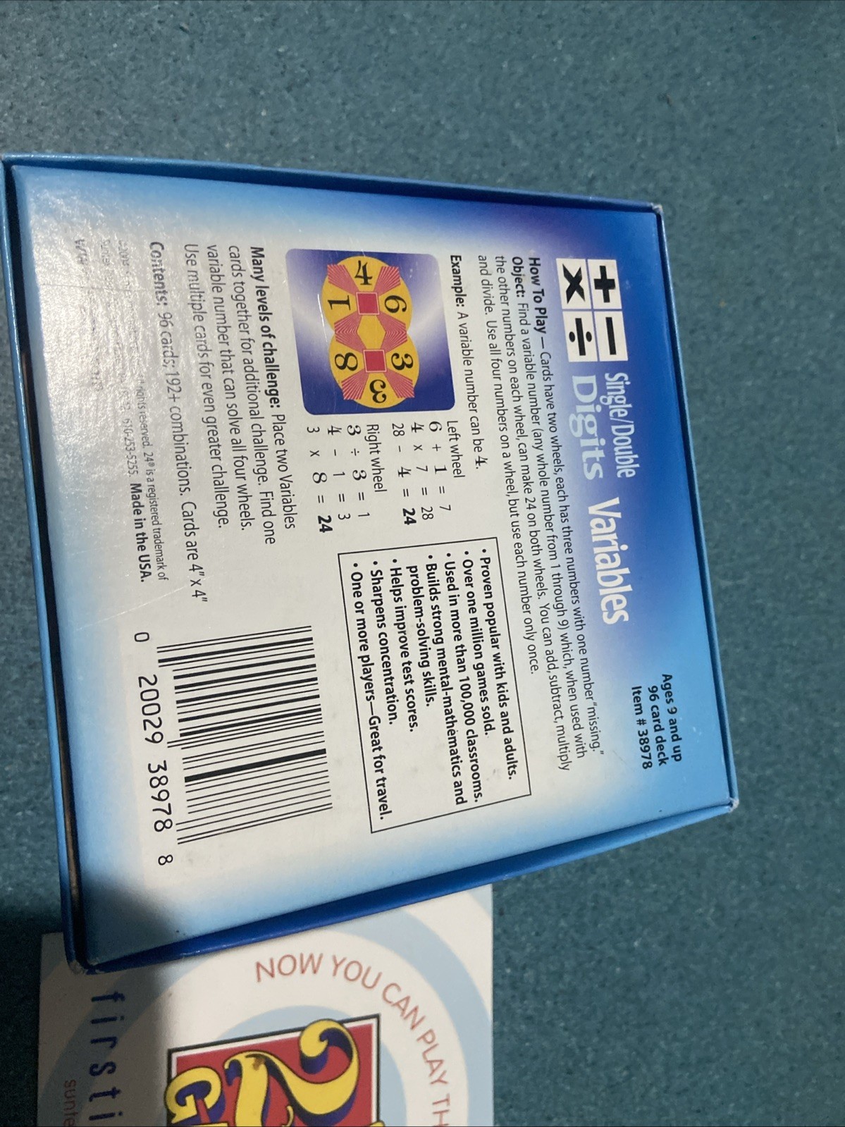 24 Game Variables Single/Double Digits Card Math Game 96 Cards 100% Complete!