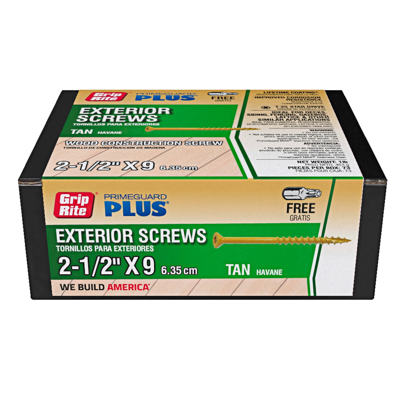 (2 pack) PrimeGuard Plus #9 x 2-1/2 in. Tan Wood to Wood Deck Screw 1 lb.