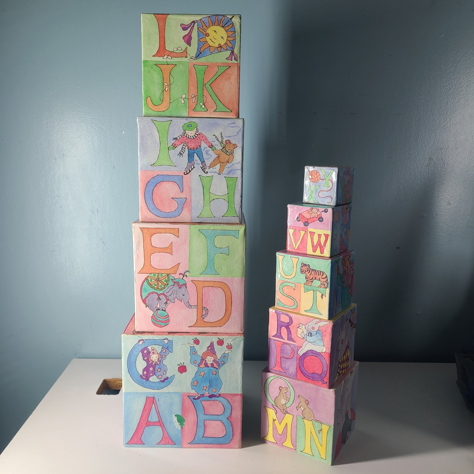 Vintage 1987 Lillian Vernon Nesting Blocks INCOMPLETE Set Stacking Alphabet