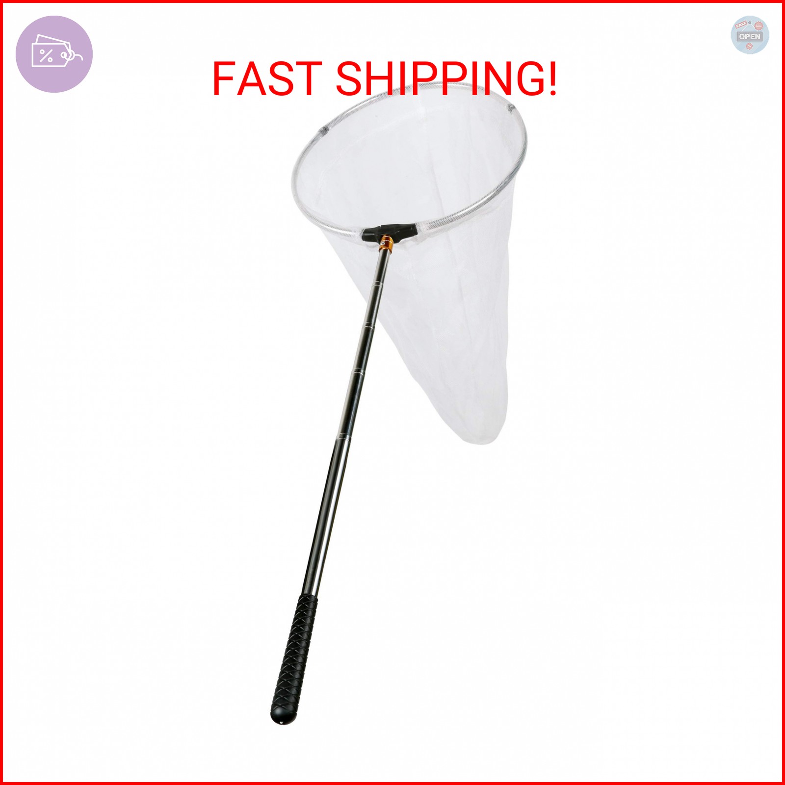 RESTCLOUD Insect and Butterfly Net with 12″ Ring, 24″ Net Depth, Handle Extends