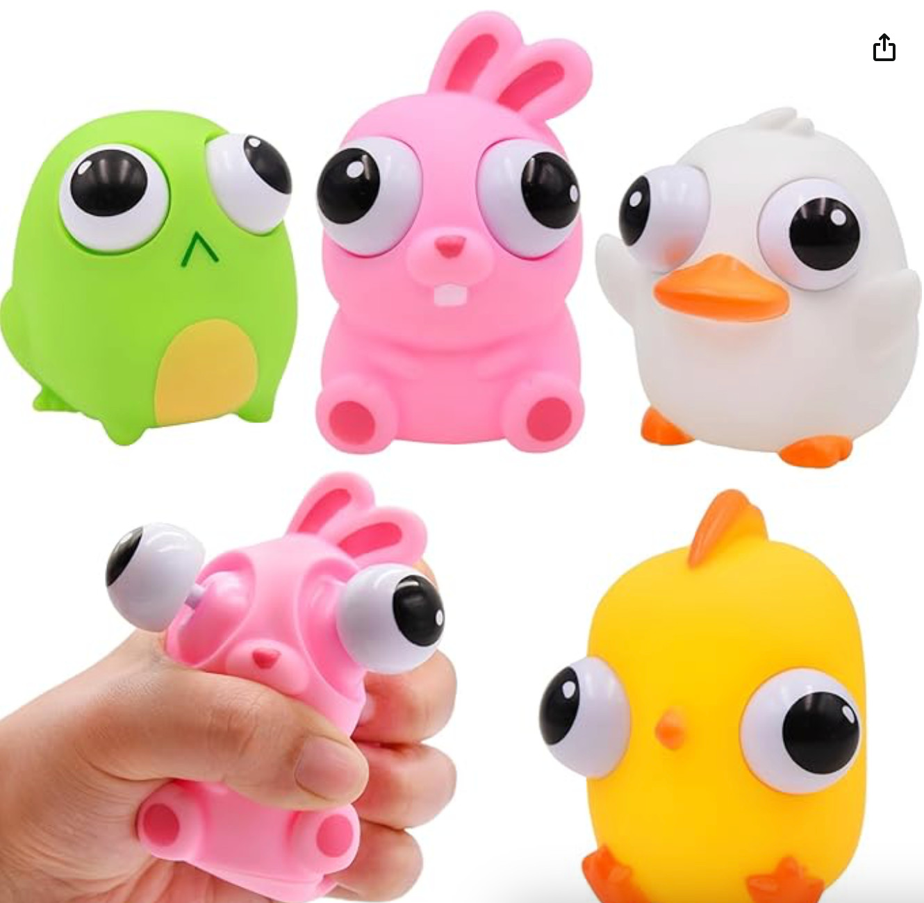 4 Pack Squeeze Out Eyes Toys, Bunny Chick Duck Frog Squeeze Toys for Girls Boys