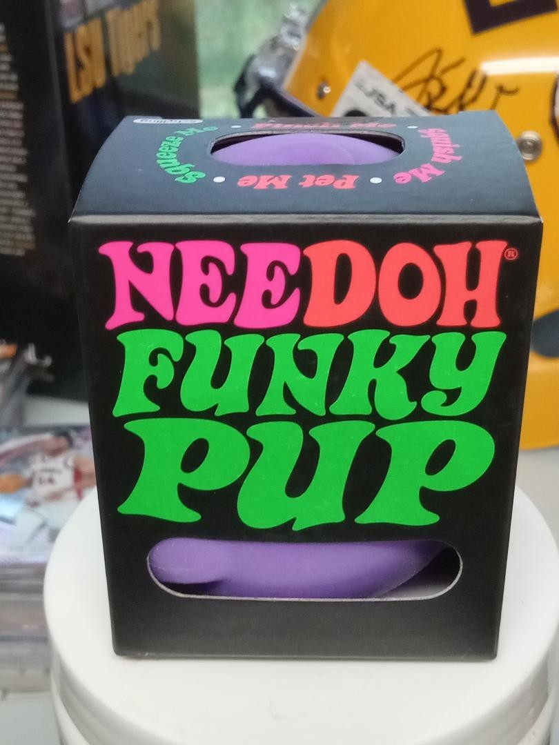 NEE DOH FUNKY PUP SET OF 3 PURPLE GREEN PINK SUPER SOLID SQUISH NIB
