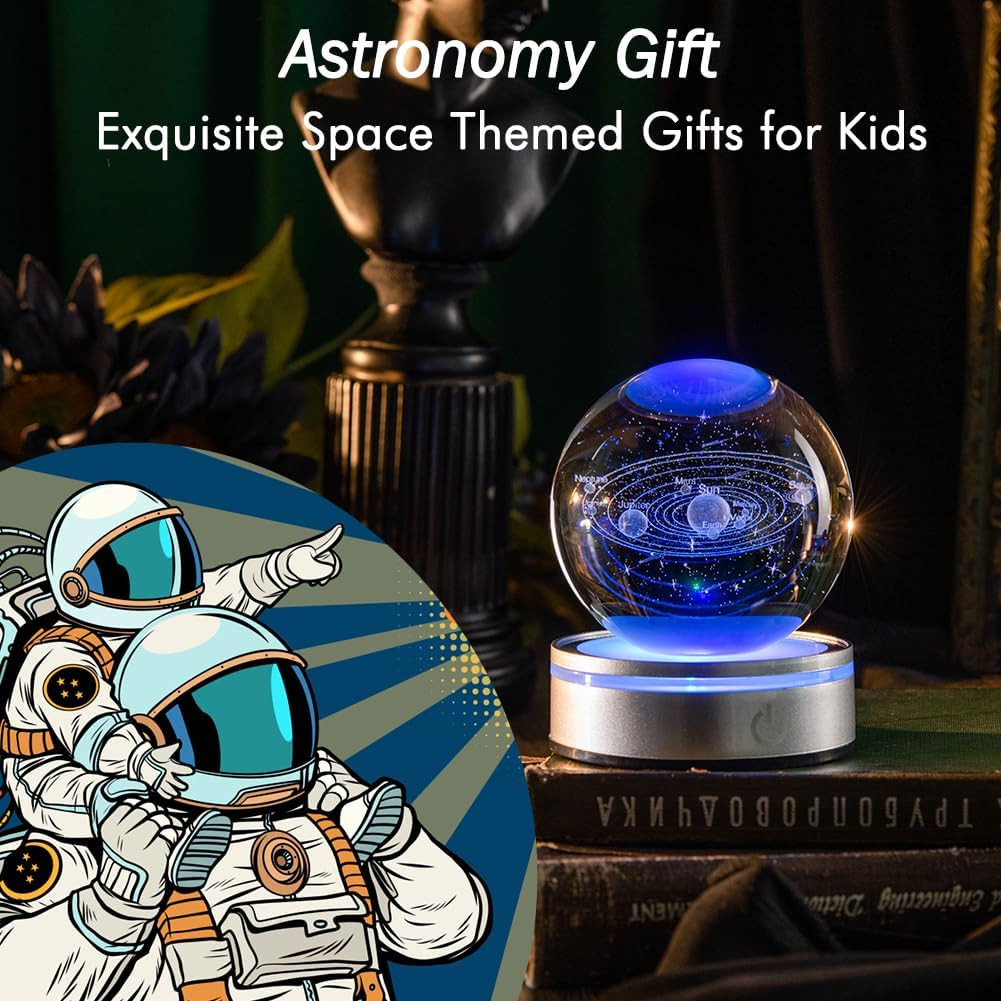 3D Solar System Crystal Ball Model Gift Space Astronomy Gift Planets Multicolor