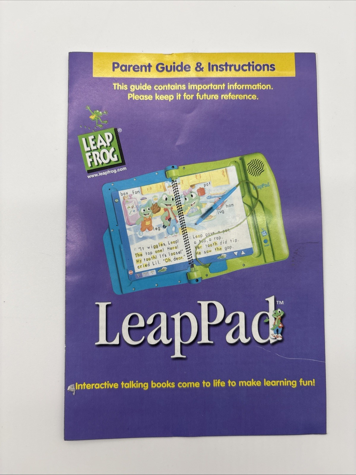 Vintage 2001 LeapFrog Leap Pad Learning System Console + 10 Books ~ Works