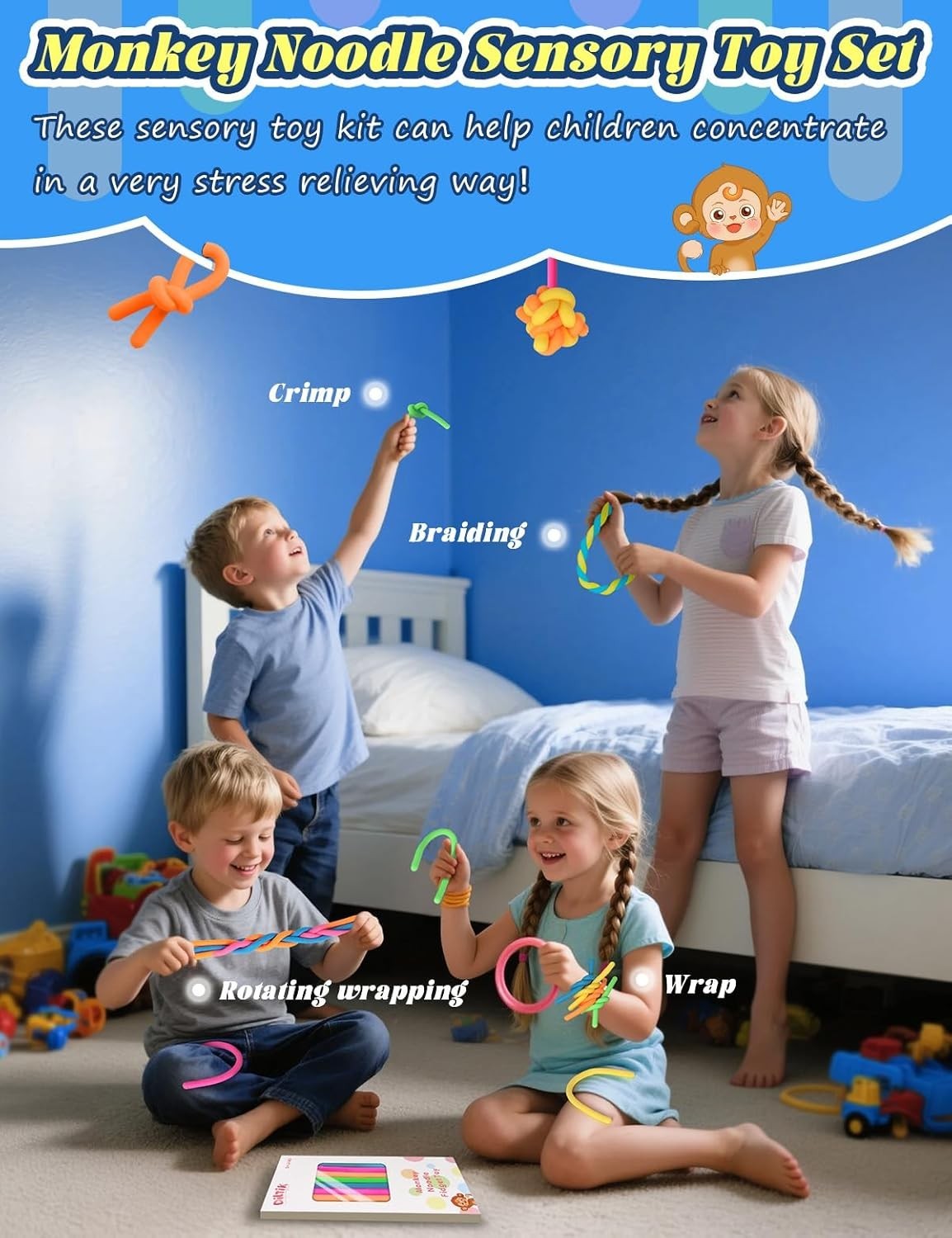 10 Pack Sensory Toys for Kids – Upgraded Extra-Thick Stretchy Sensory Strings…