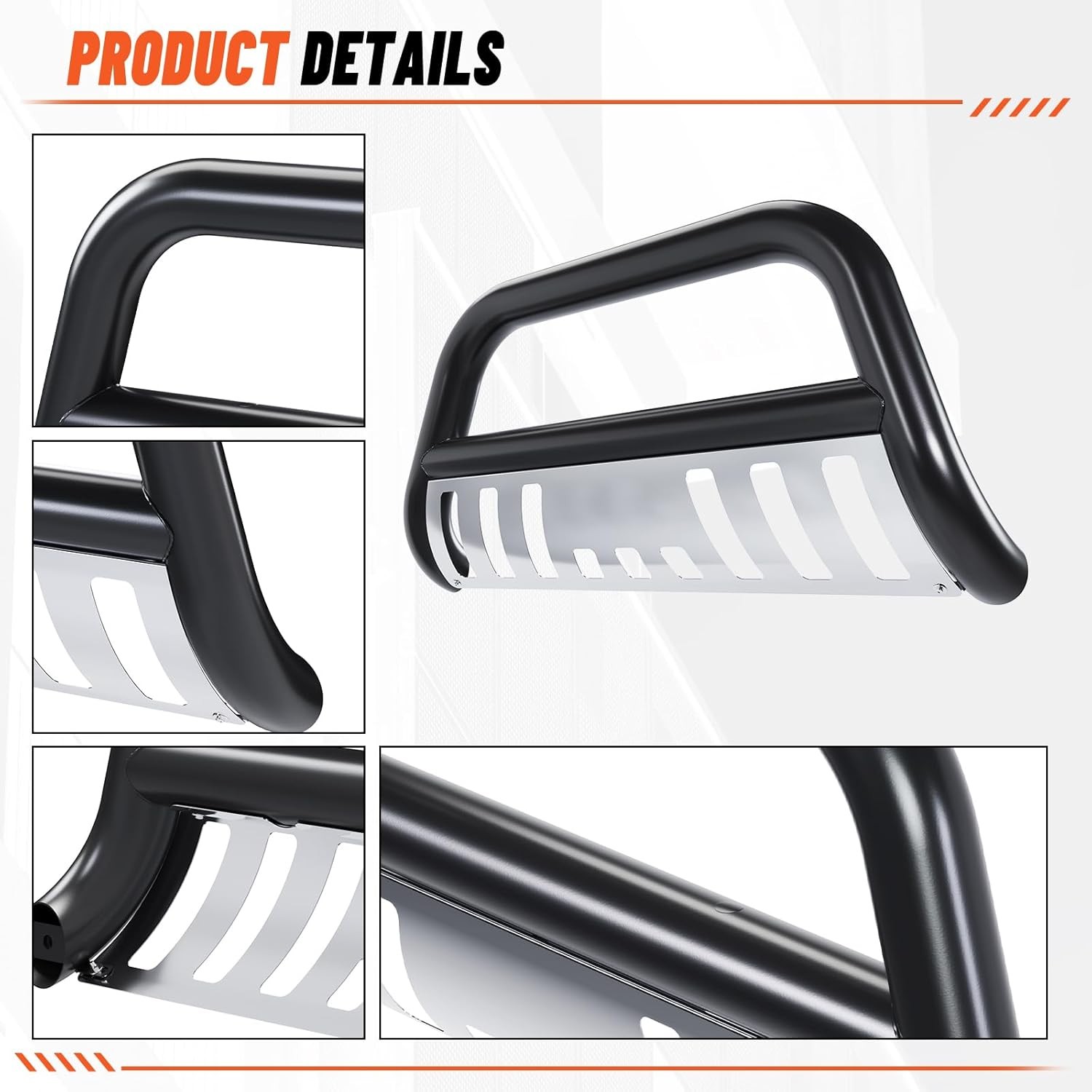 05-15 Toyota Tacoma 3″ Bull Bar Stainless Steel Black Tube Brush Push Grille