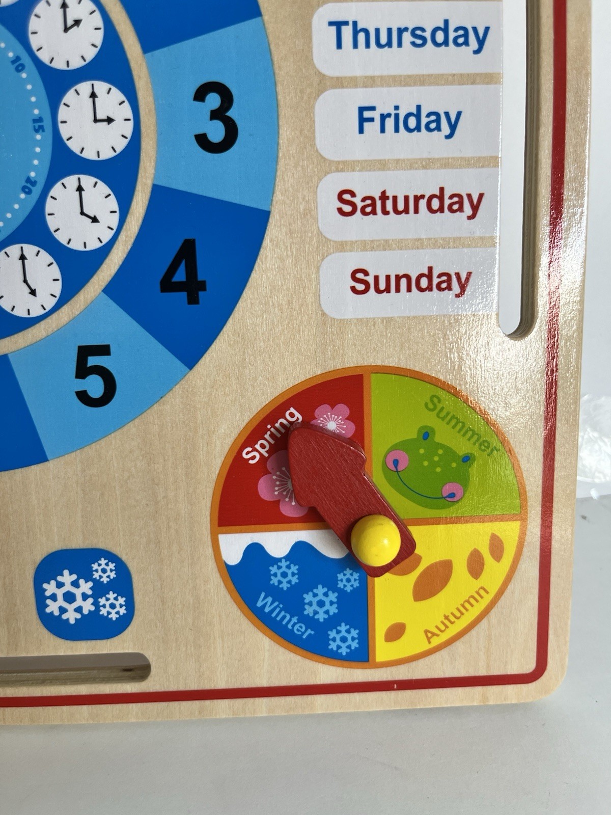 Wooden Calendar & Clock Board Learning Toy All-In-One Weather Season Date Chart