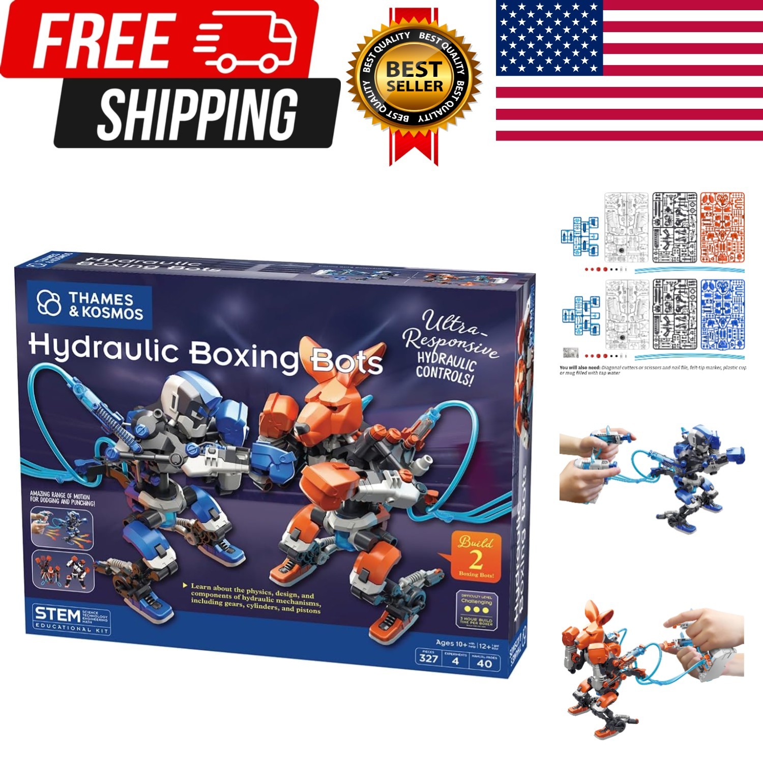 Hydraulic Boxing Bots STEM Experiment Kit | Build Two Hydraulic-Powered Boxin…
