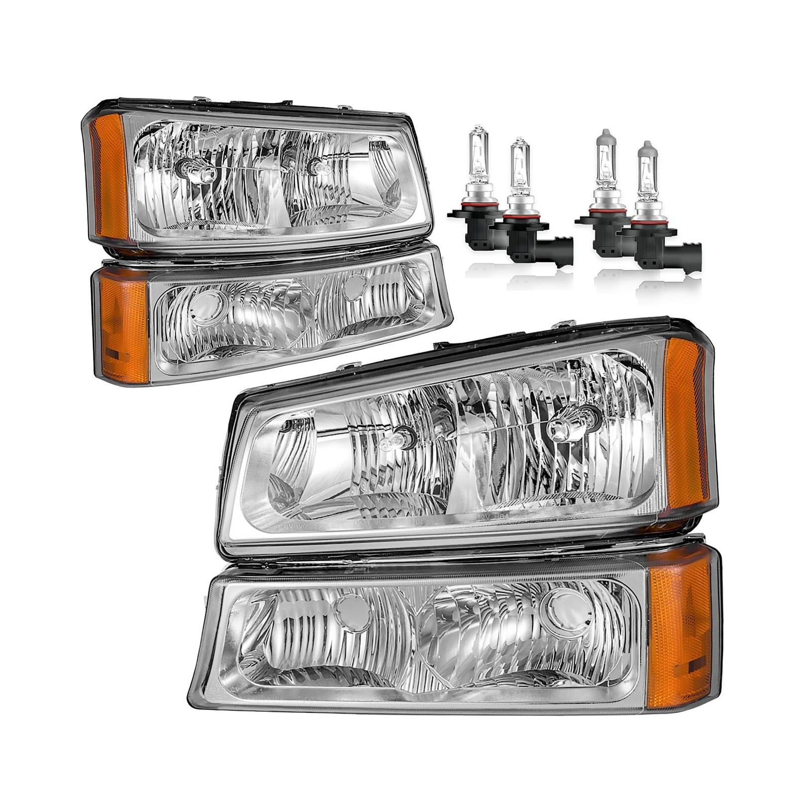 Headlights Assembly W/Bulbs for 2003-2007 Chevy Silverado1500/2500/3500/1500H…