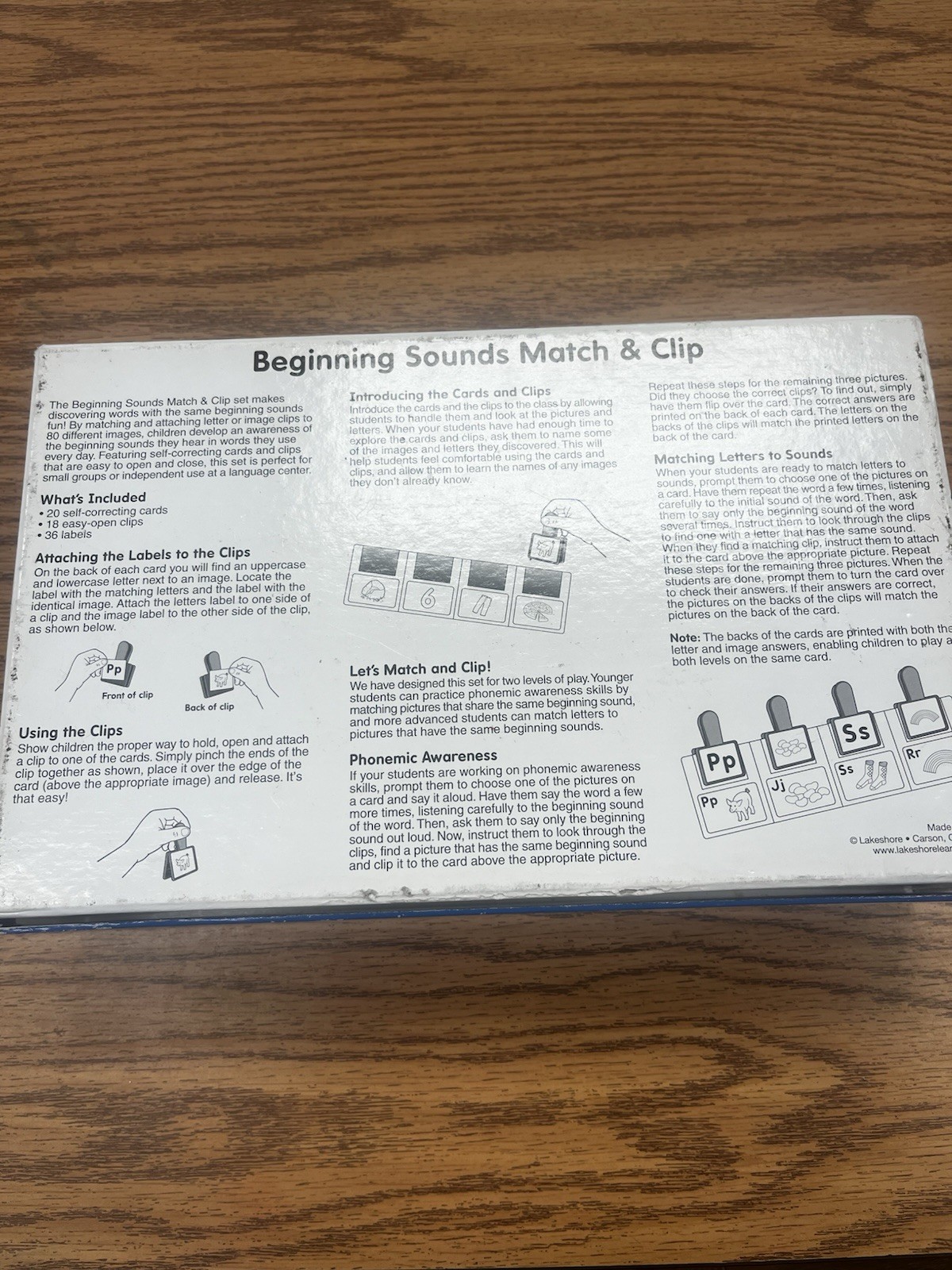 Lakeshore Match & Clip Beginning Sounds Reading Centers Complete Game Homeschool