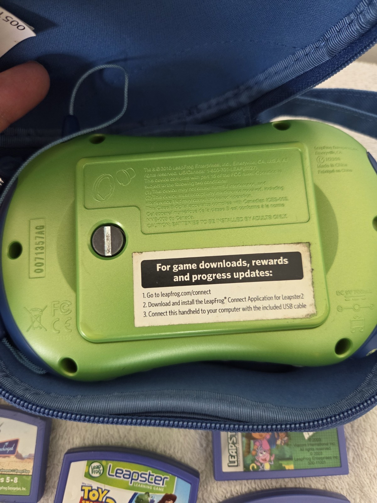 Leapster2 Handheld Learning Game System Green Blue Untested With 7 Games