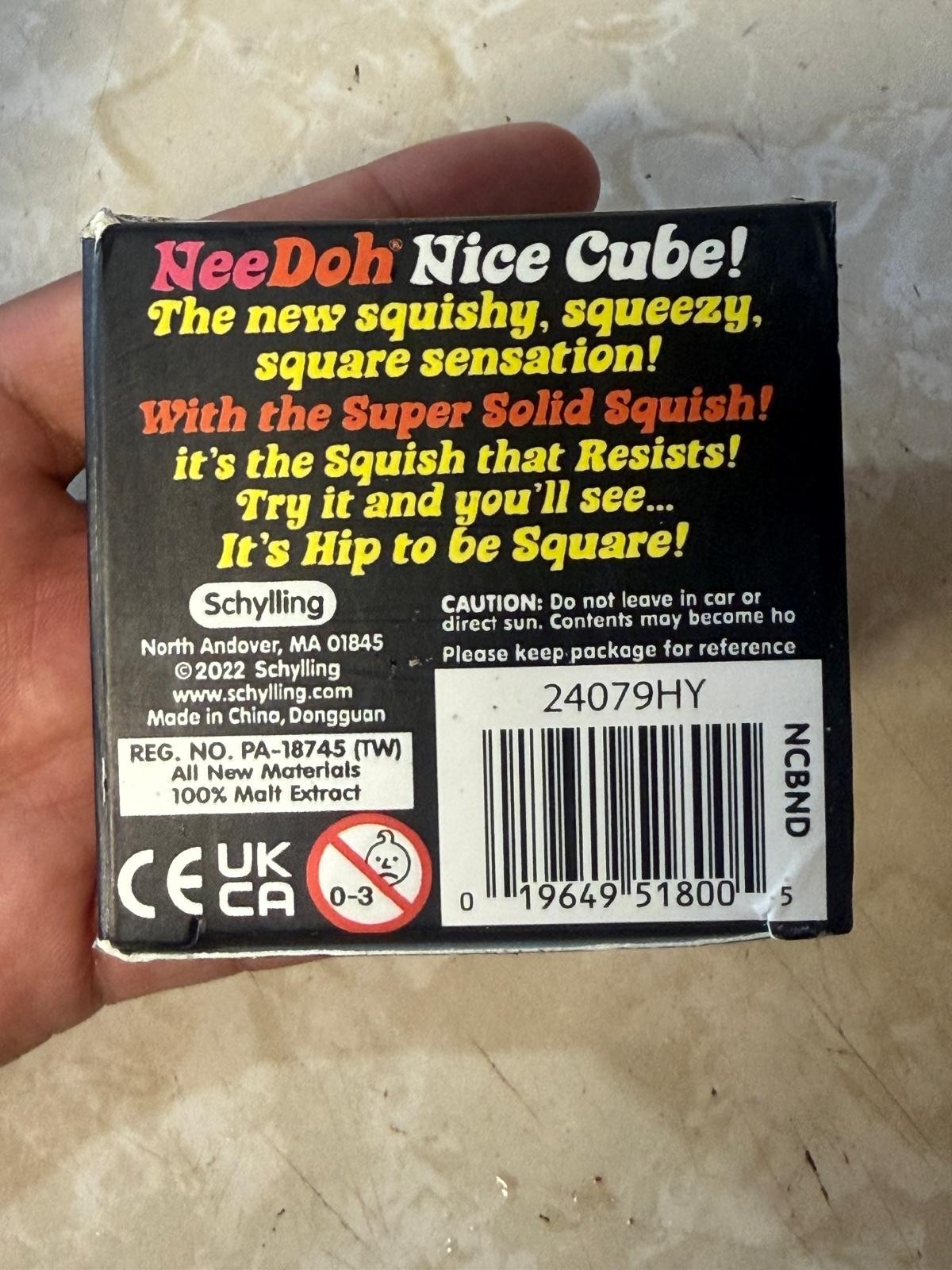 Nee Doh Nice Cube Super Solid Squish Pink Squeeze Toy Brand New Unopened Box