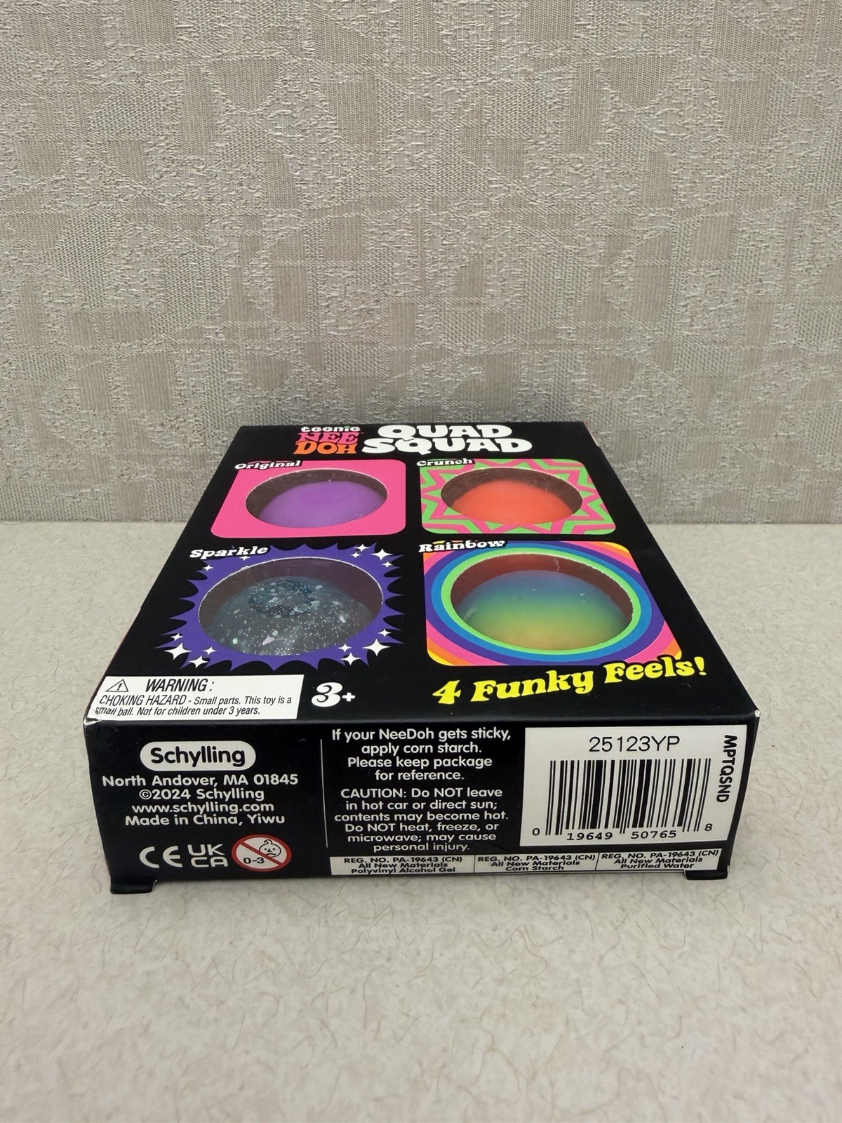 NeeDoh Quad Squad Teenie 4 Pack Mini Crunch Glitter Rainbow- Ships Fast!