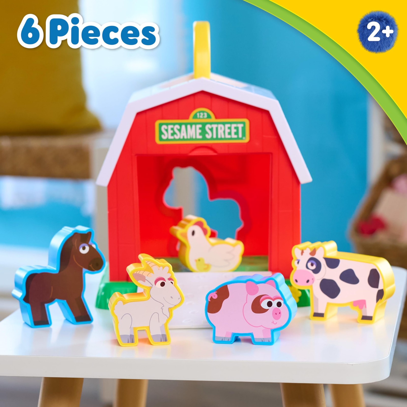 Sesame Street Elmo’s Learn & Sort Barn with Music and Small, Multi-color
