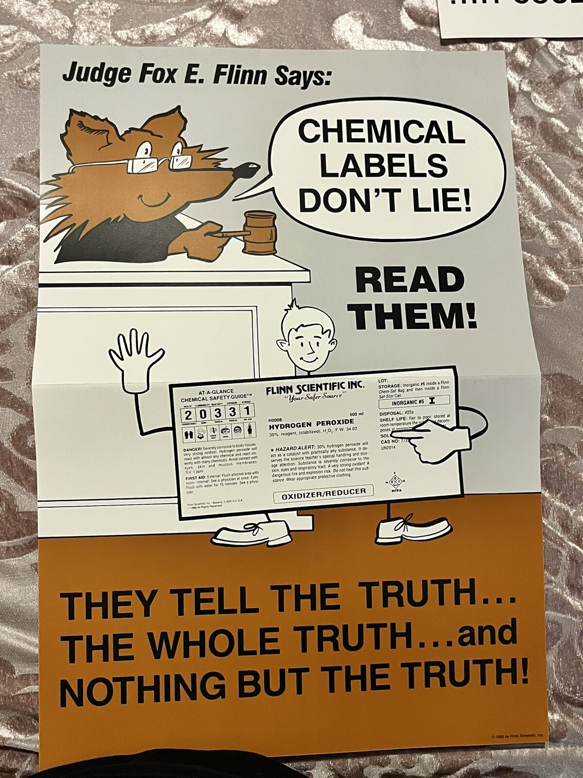 Vintage FOX E FLINN Safety Posters Educational Memorabilia Water Battery X2