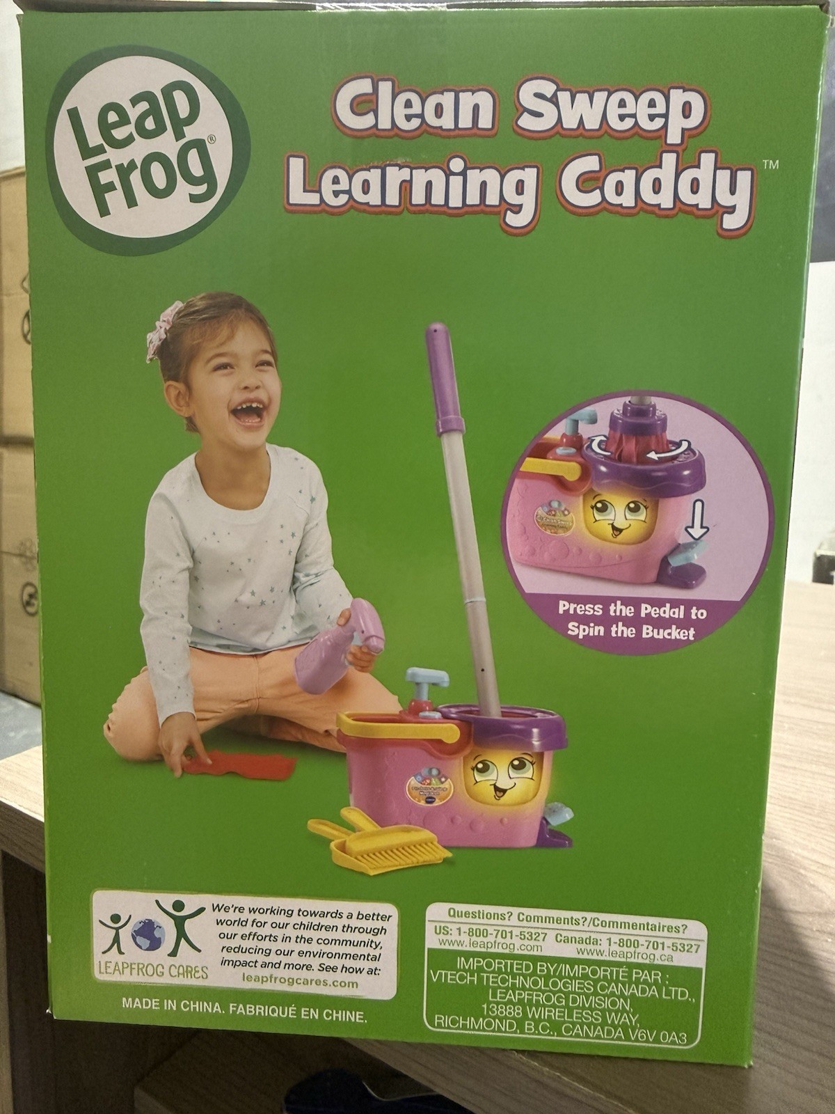 Clean Sweep Learning Caddy, Mop and Broom Cleaning Toy Set for Ages 3-5, Pink