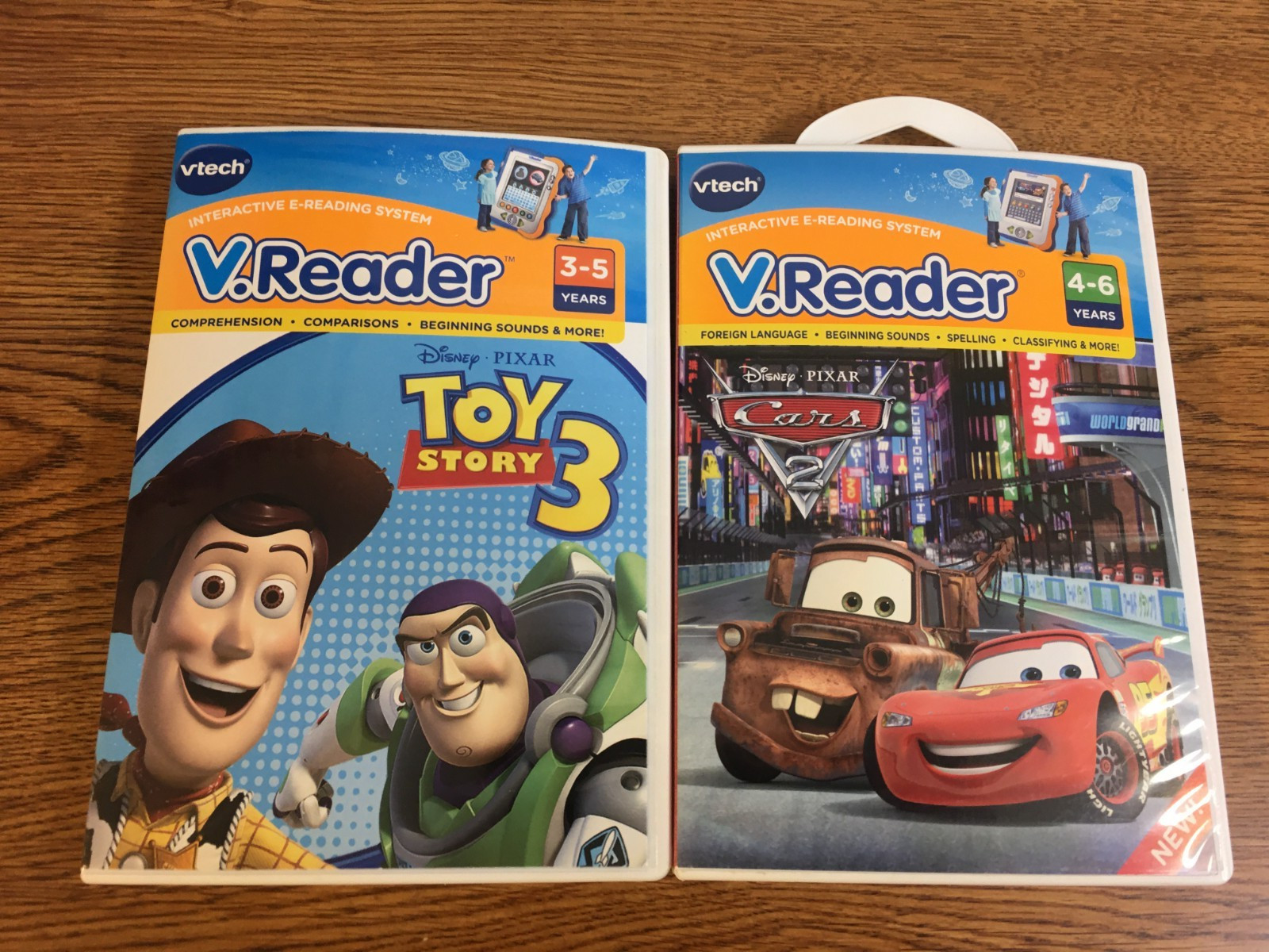 Lot Of 2 Vtech V.Reader Cars 2 And Toy Story 3 Interactive E-Reading System
