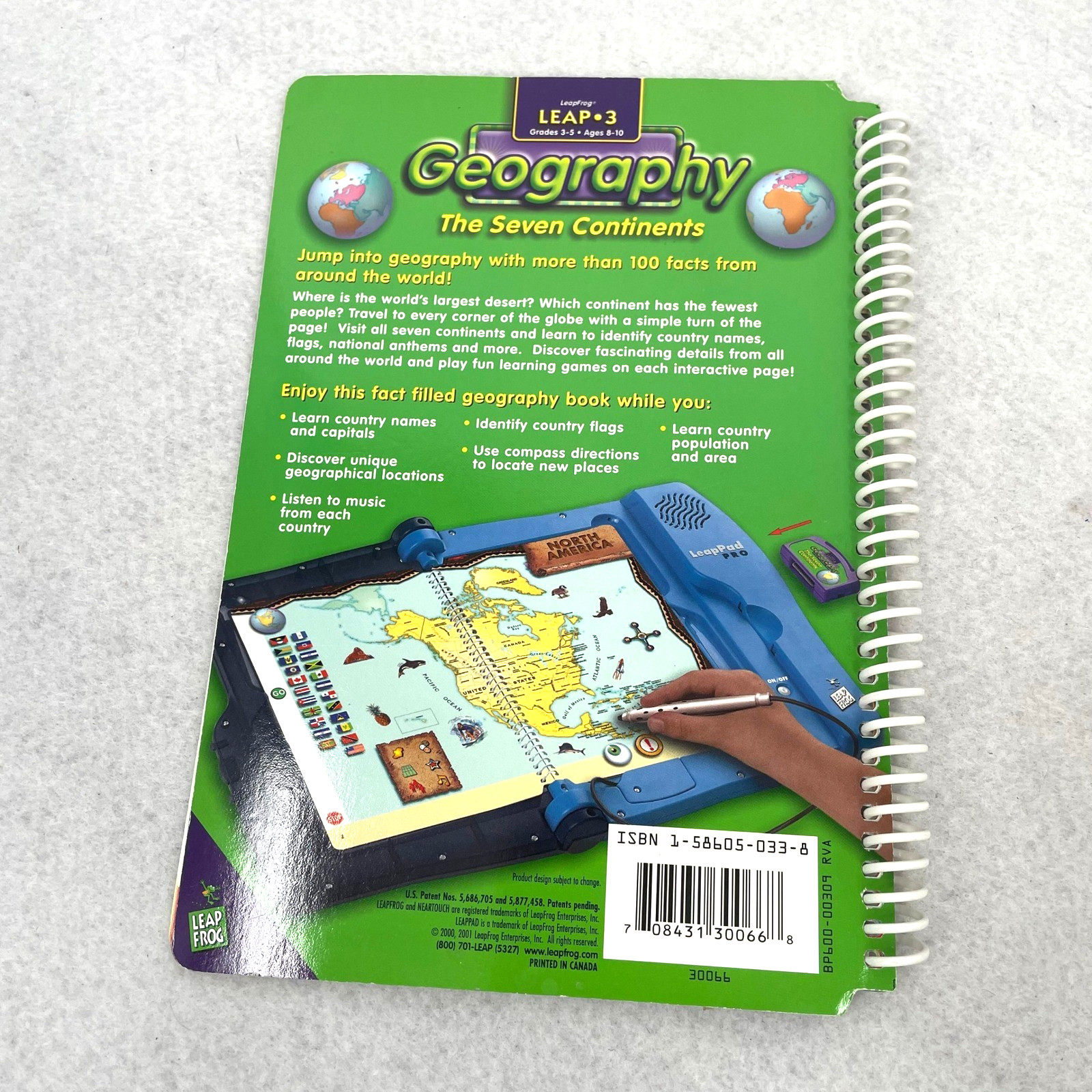 LeapFrog LeapPad Geography The Seven Continents Book Cartridge Leap 3 Ages 8-10