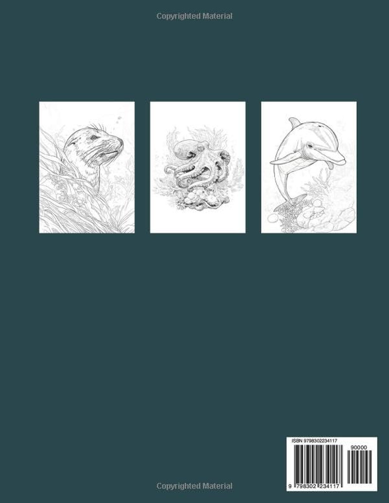 Realistic Underwater Sea Life, Ocean Animals & Landscapes Coloring Book; a Natur