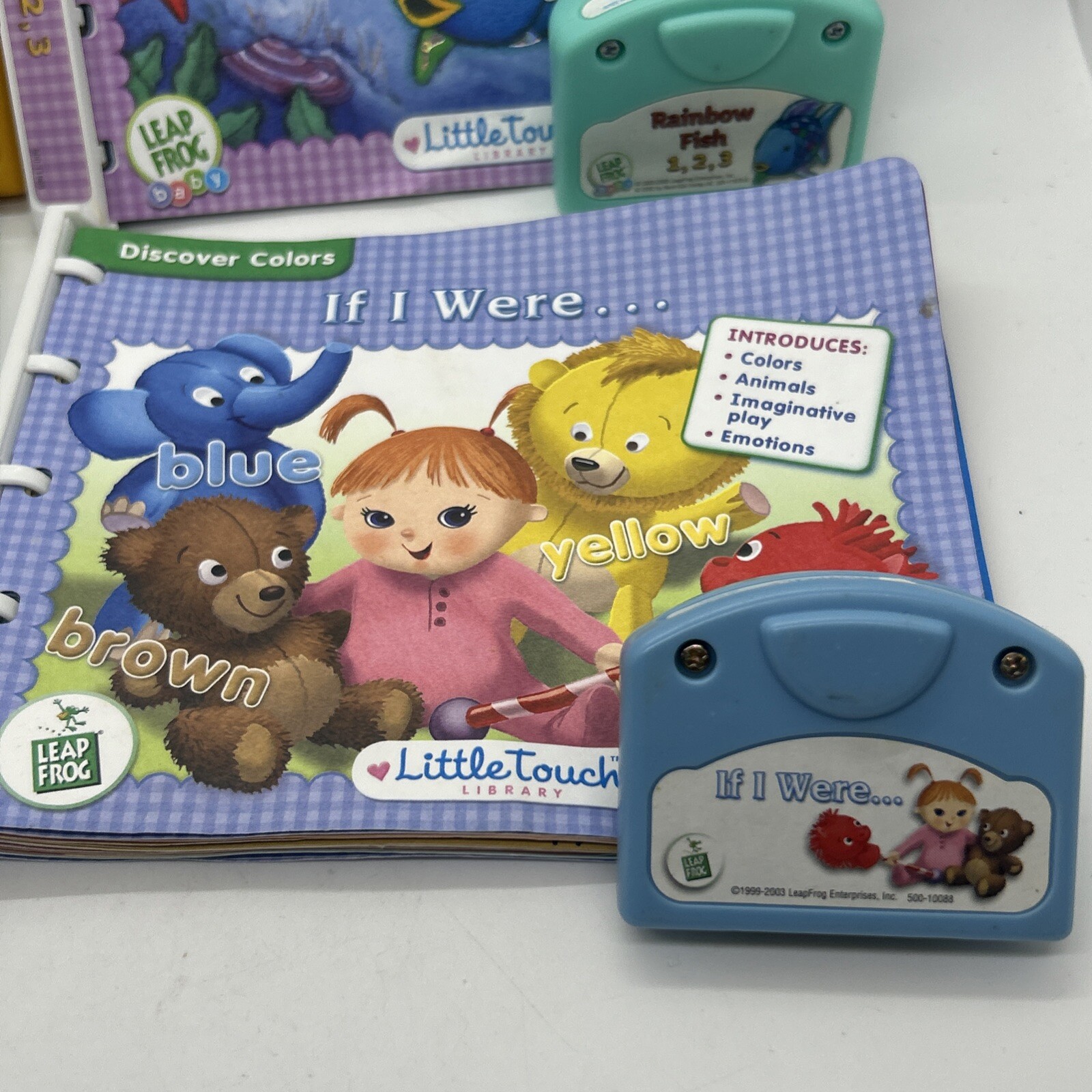 Leap Frog Baby 4 Pack Dora, Rainbow Fish, Disney Pooh, & If I Were Books & Cartr
