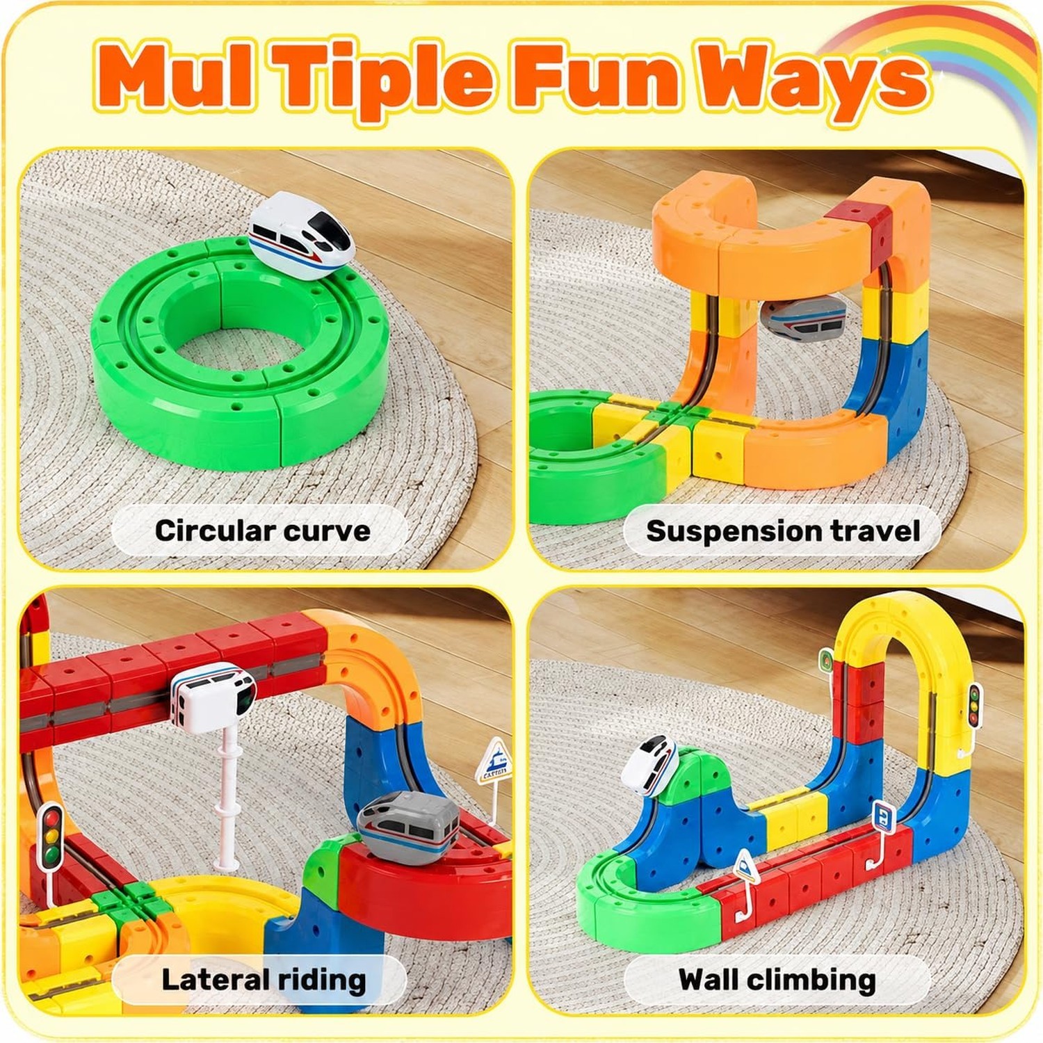 Electric Train Track Set for Kids 3 4 5 6 7 8 Years Old, 3D Flexible Race Tra…