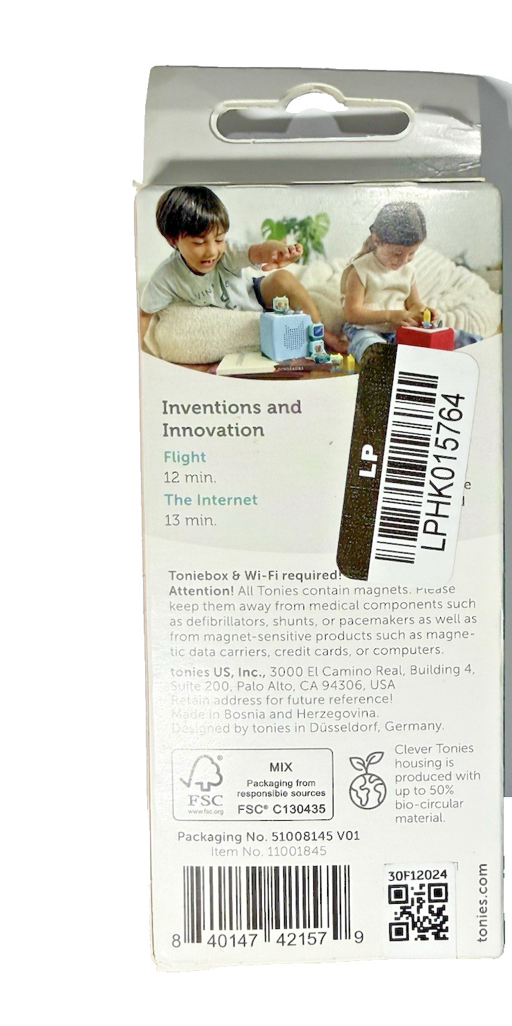 Tonies Inventions Flight & Internet Clever 2 Pack Audio Learning Kids