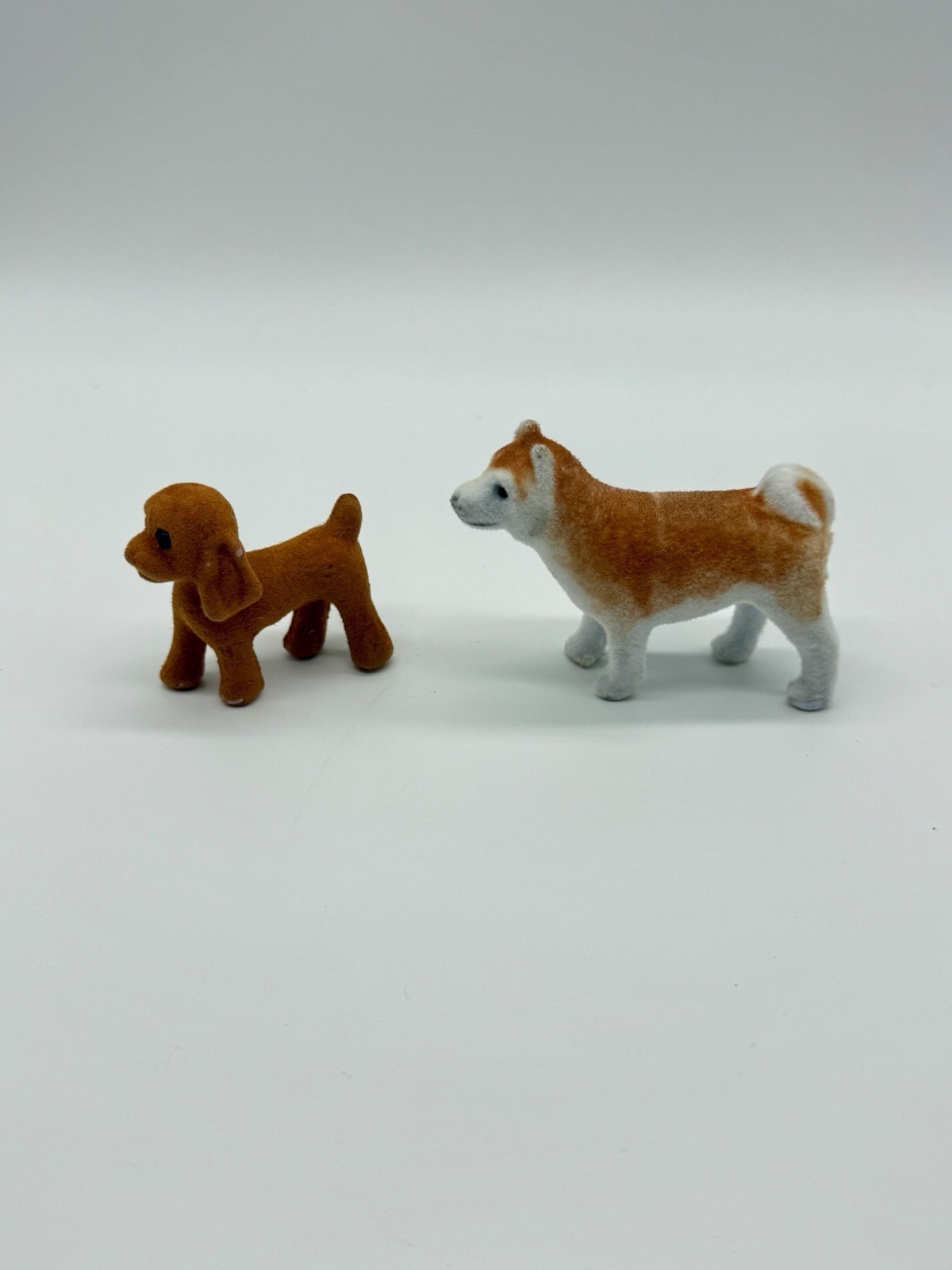 Miniature Dog Lot Toy Figures Flocked Shiba Inu Dalmation Corgi Collie Disney