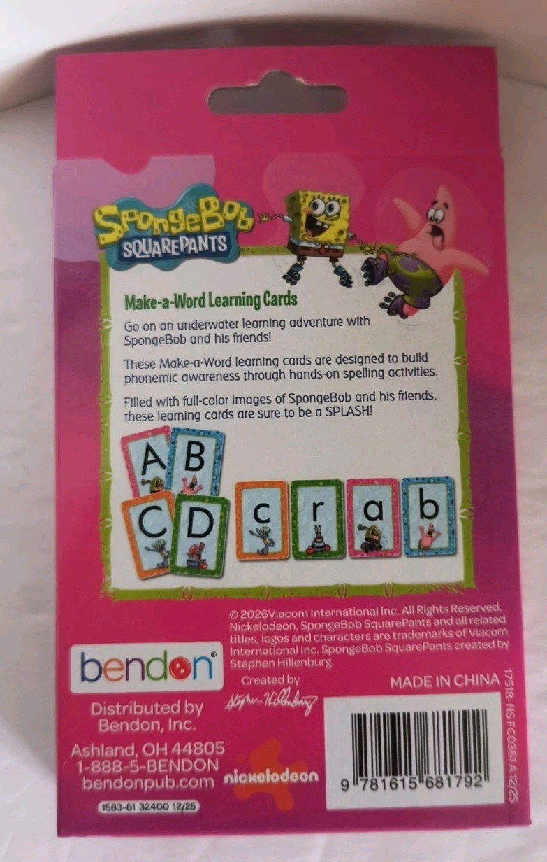 SpongeBob SquarePants Make-a Word Learning Cards Full Deck 36 Cards NEW! Free Sh