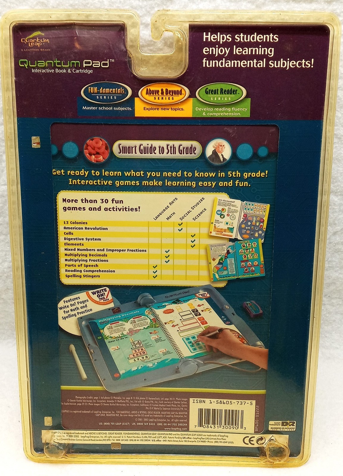 Quantum Leap Quantum Pad and a Leap Frog Lot of 3 Books Cartridges Ages 6-11