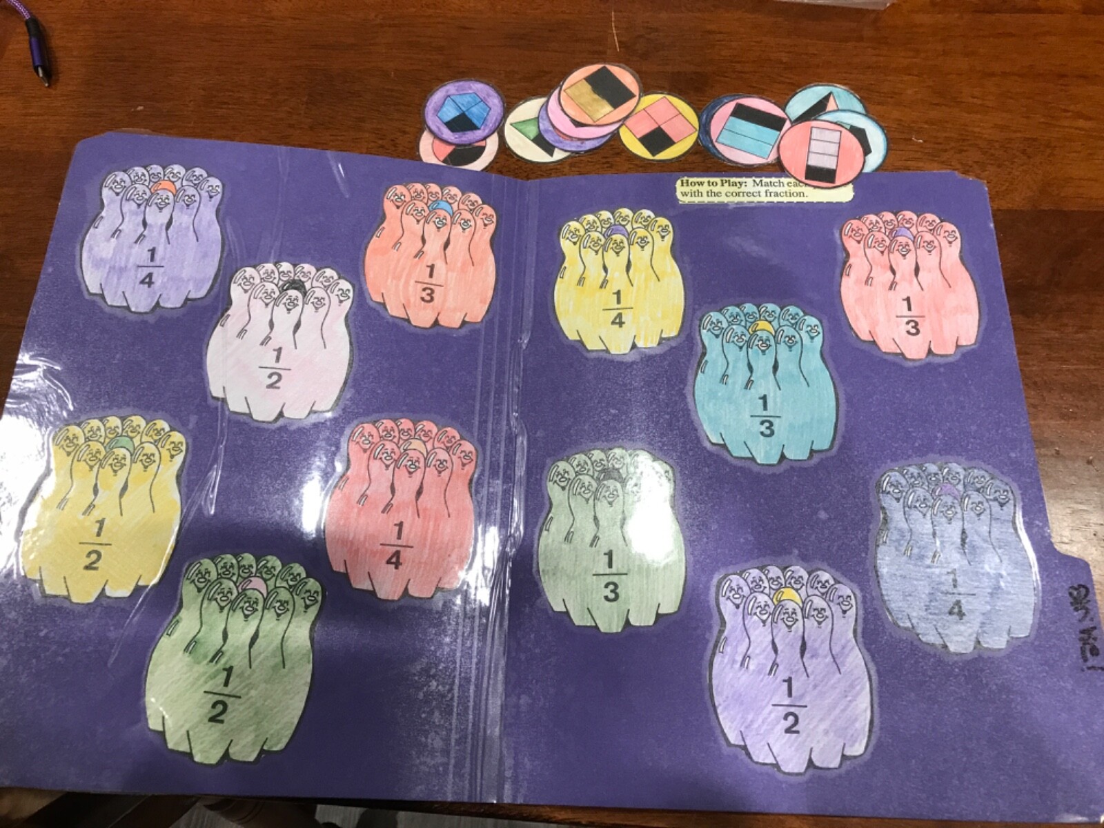 Strike! fractions 2nd Grade math file folder game teacher