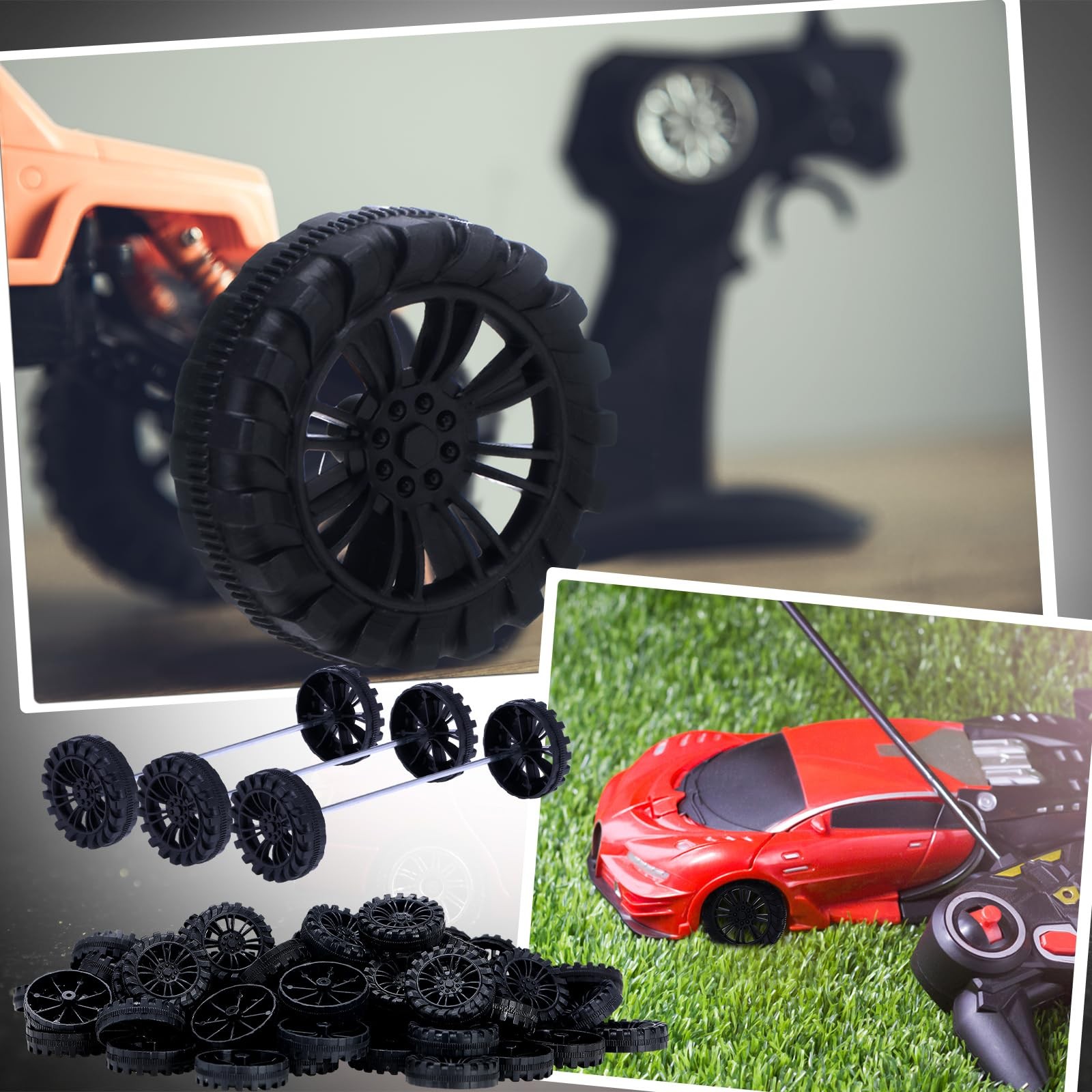 300 Pcs Black Plastic Project Wheels Wooden Car Wheels with 2 mm Hole and 150…