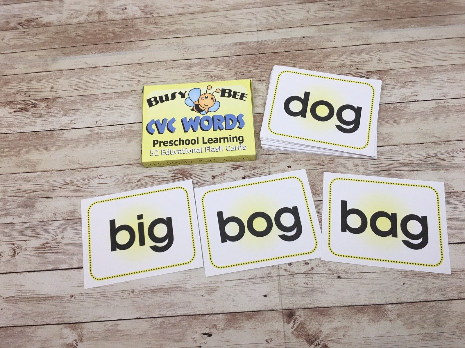 CVC Words – Busy Bee Preschool Learning – 52 Educational Flash Cards