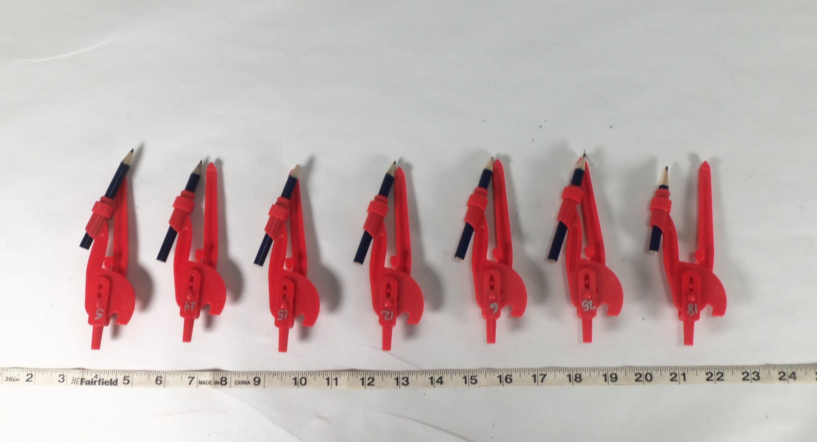 Lot Of 21 Red Safety Point Mathematical Plastic Compasses AD32
