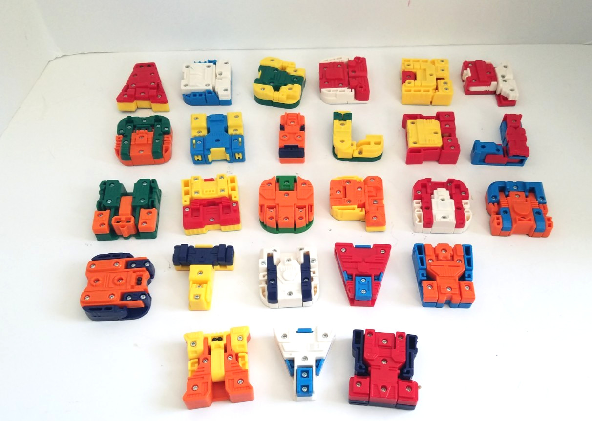 Educational Alpha Bots Transforming Letters Complete 26 Alphabet Vintage Robots
